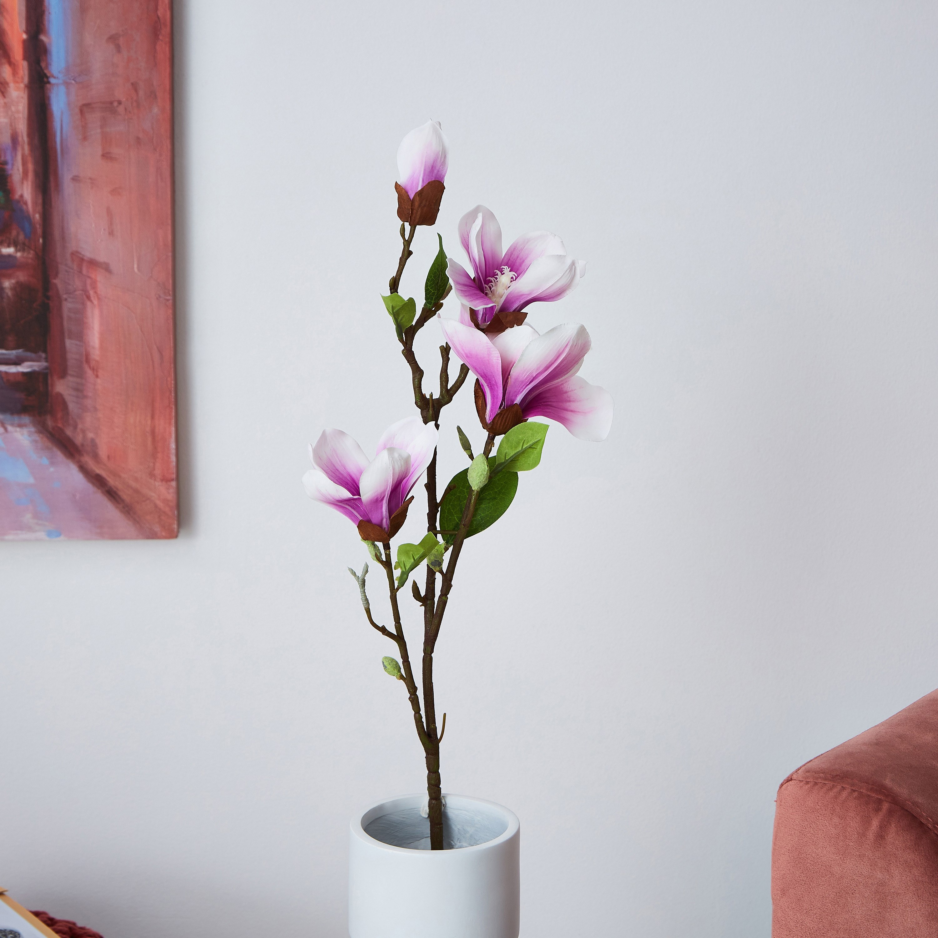أزهار ماغنوليا مزيّنة بـ4 رؤوس من ليدا - 92 سم-hbxdecorandfurnishings-homeaccessories-artificialflowersandplants-image-1