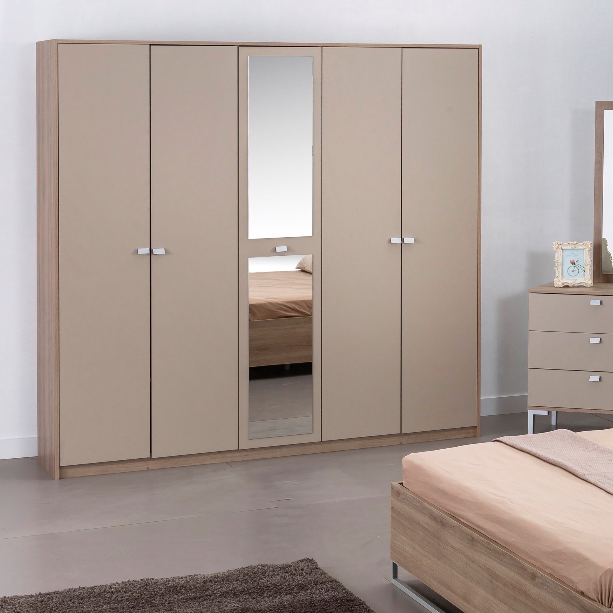 Riga 5-Door Wardrobe with Mirror-hbxfurniture-wardrobes-image-1