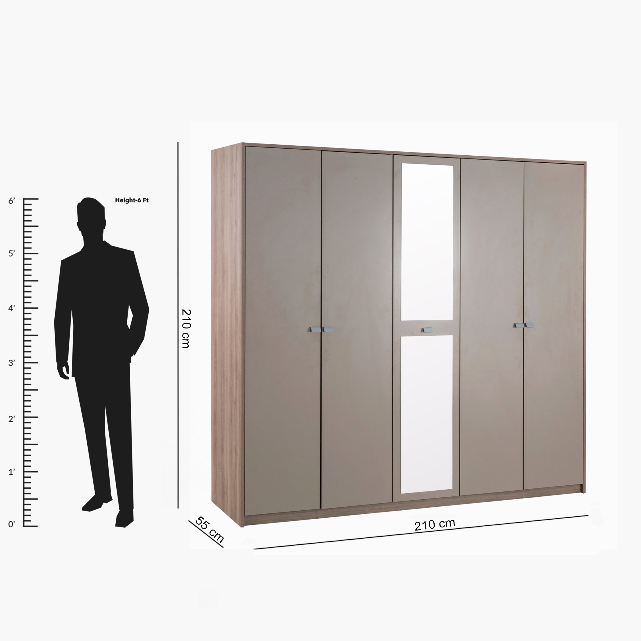 Riga 5-Door Wardrobe with Mirror-hbxfurniture-wardrobes-image-6