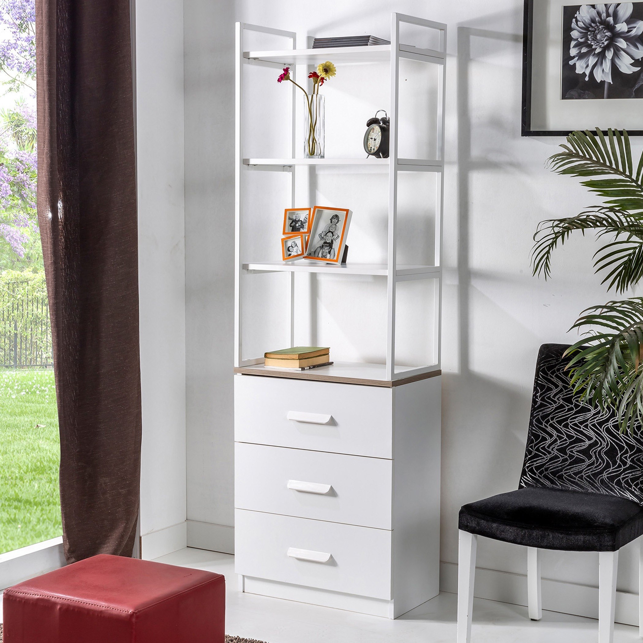 خزانة كتب بـ3 طوابق و3 أدراج من ترافيس-hbxfurniture-office-bookcases-image-1