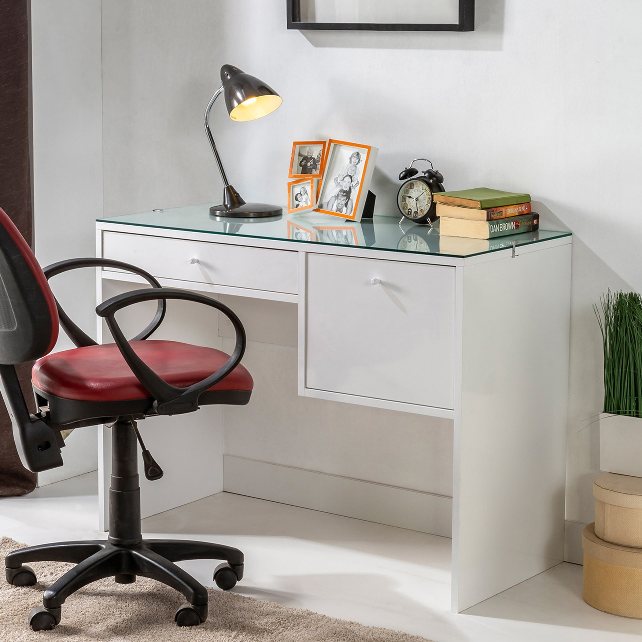 Halmstad Dressing and Study Table with Glass Top-hbxfurniture-office-desks-image-1