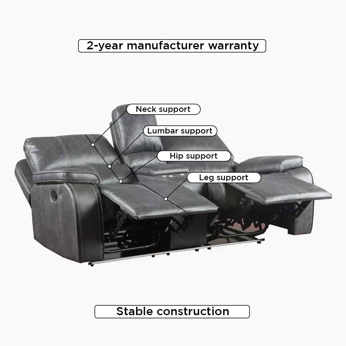 Glorian 2-Seater Leather-Look Fabric Recliner with LED and Cup Holder-hbxlivingroom-sofasandarmchairs-sofas-image-6