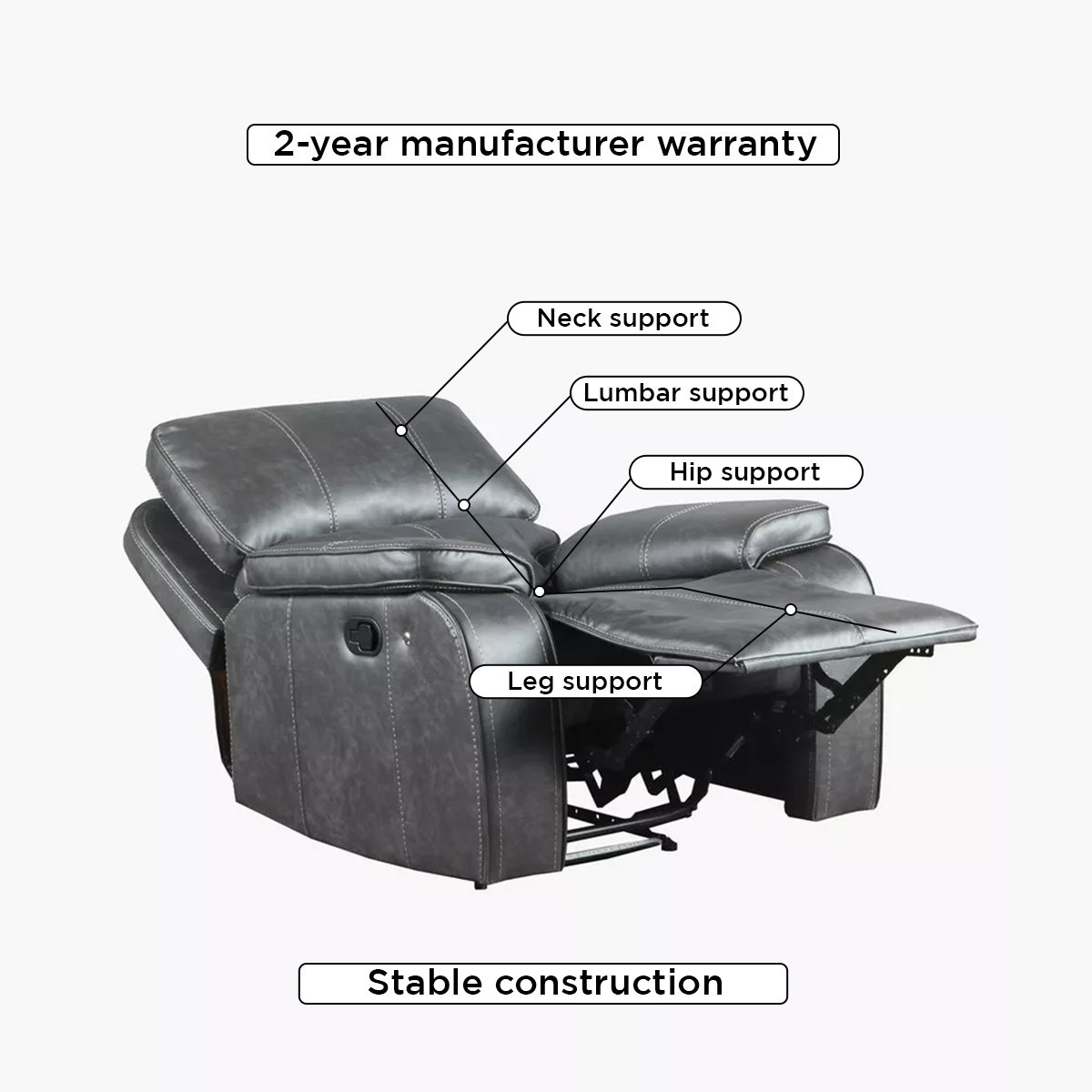 Glorian 1-Seater Leather-Look Fabric Manual Recliner-hbxfurniture-livingroom-sofasandsofasets-image-6