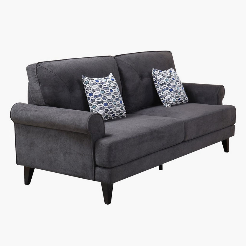 Ibiza 3-Seater Fabric Sofa with 2 Cushions-Sofas-image-2