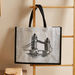 Illustrated Bridge Jute Shopping Bag  - 38x15x46 cm-Lunch Boxes-thumbnail-1