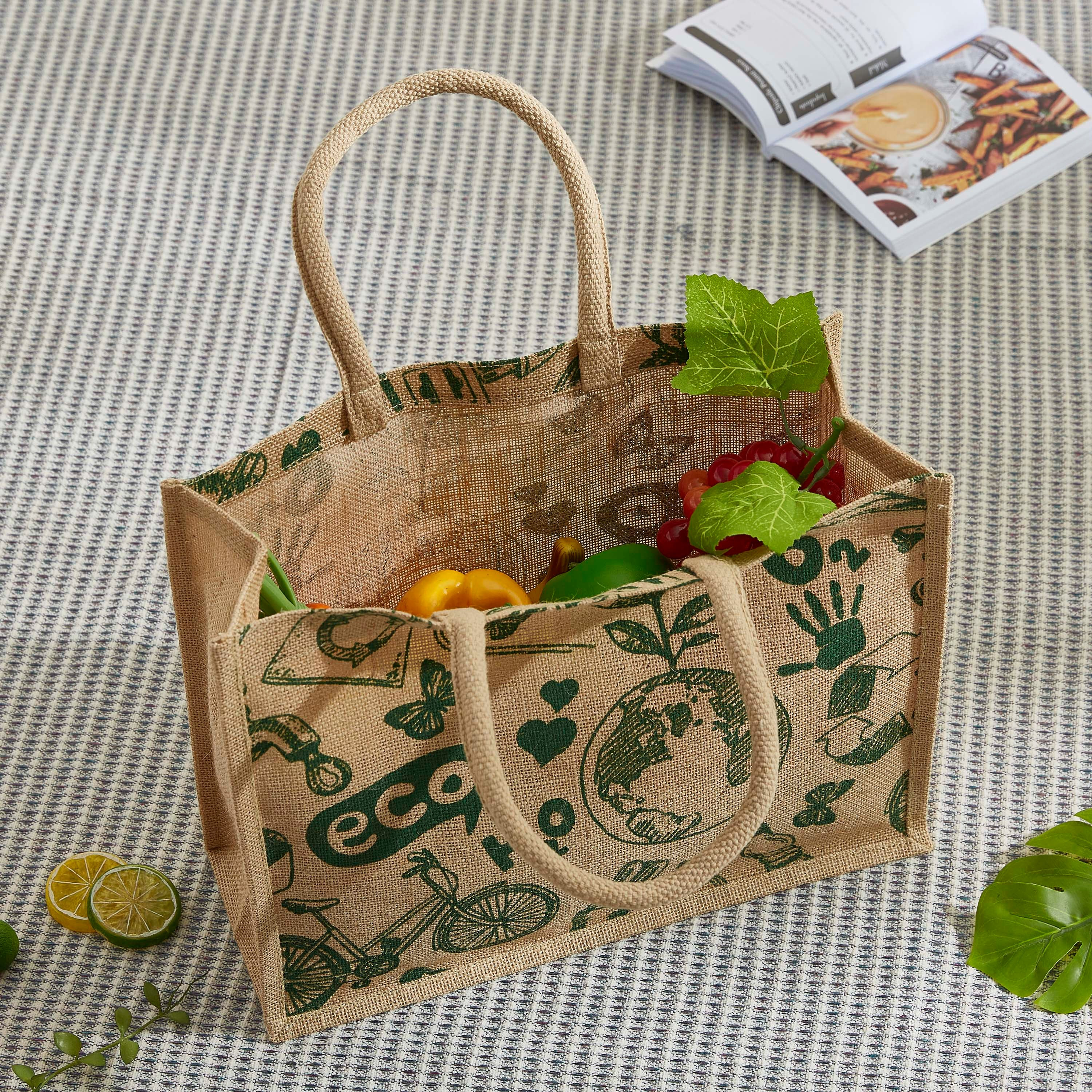 Illustrated Bridge Jute Shopping Bag - 38x15x46 cm-hbxhomeware-hbxkitchen-image-1