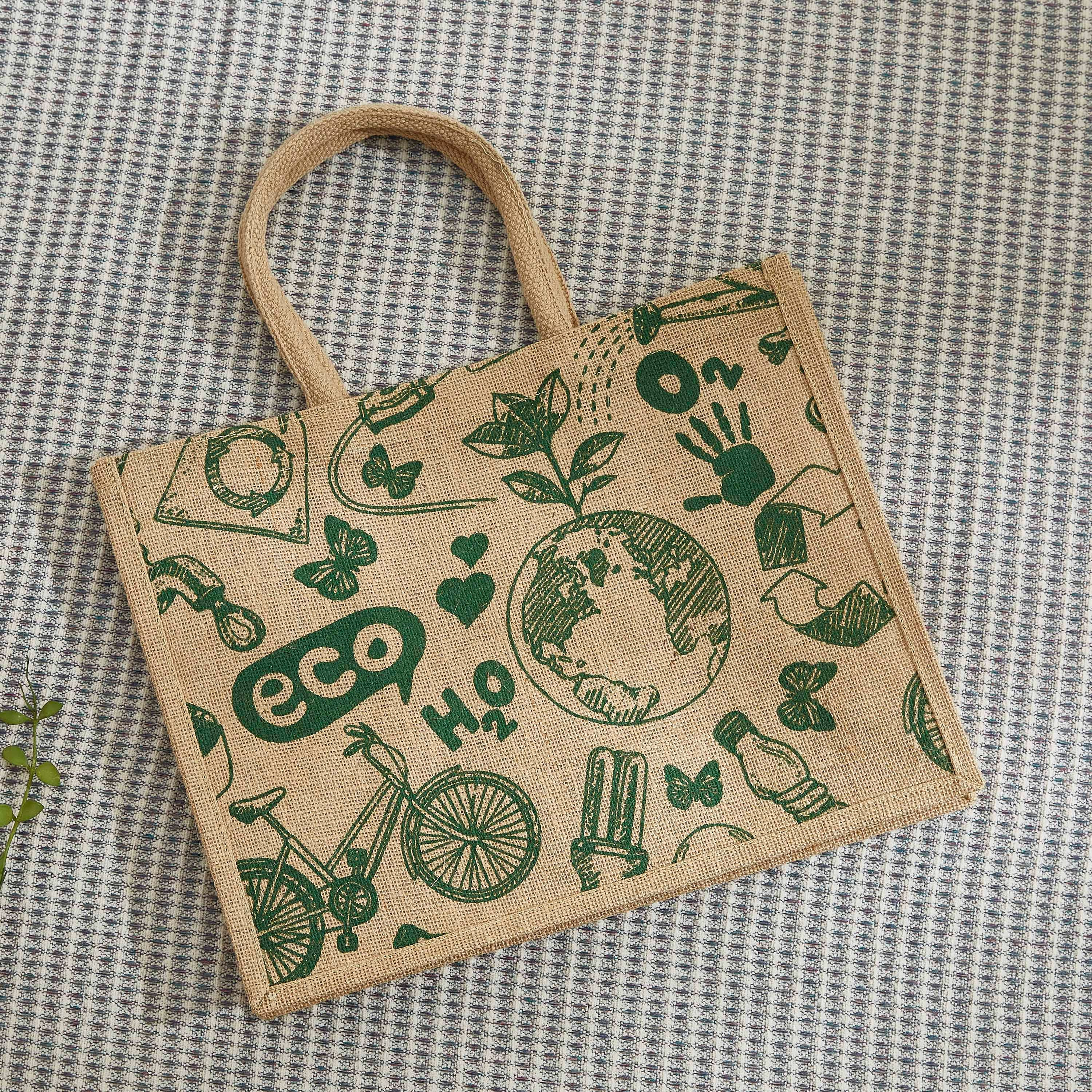 Illustrated Bridge Jute Shopping Bag - 38x15x46 cm-hbxhomeware-hbxkitchen-image-2
