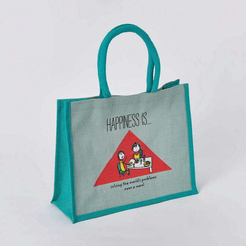 Happiness Multiutilty Jute Bag - 38x15x46 cm-Lunch Boxes-image-4
