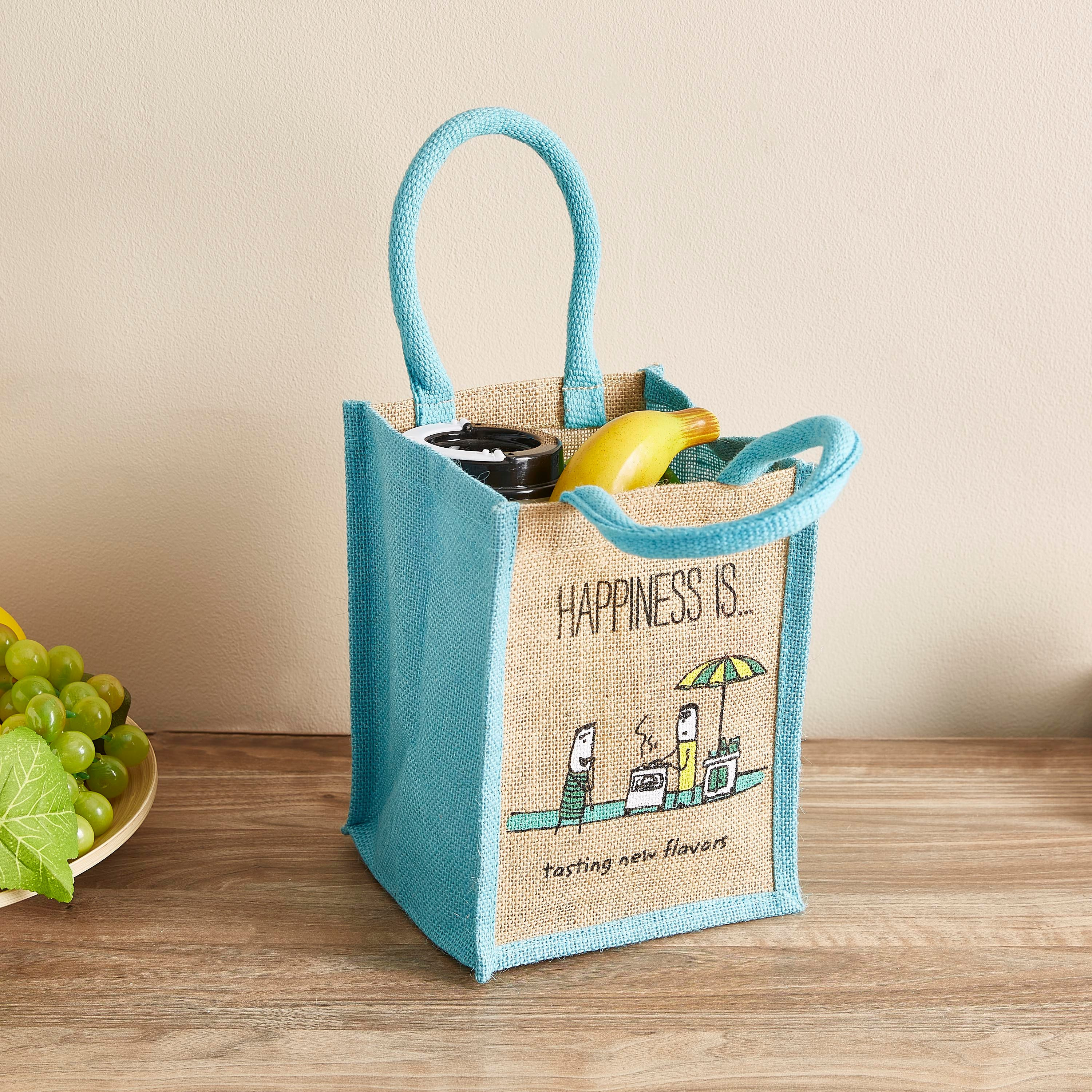 Happiness Multiutilty Jute Bag Lunch 17x 17x40 cm