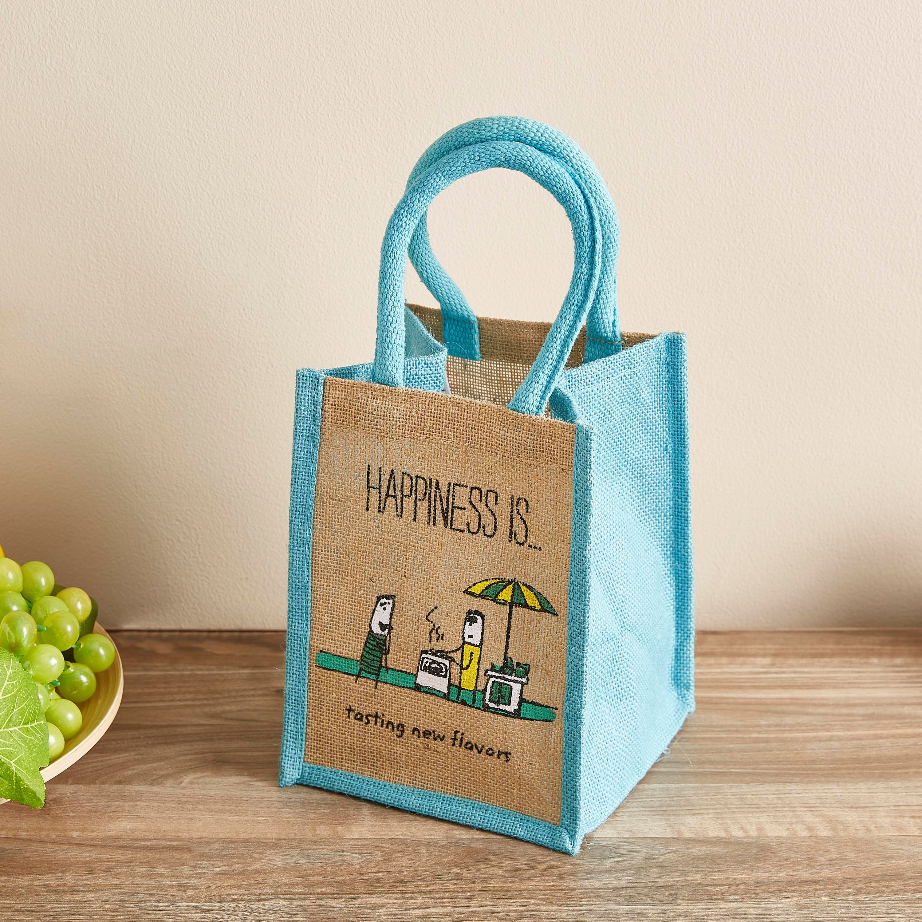 Happiness Multiutilty Jute Bag  Lunch - 17x 17x40 cm-hbxhomeware-hbxkitchen-image-2