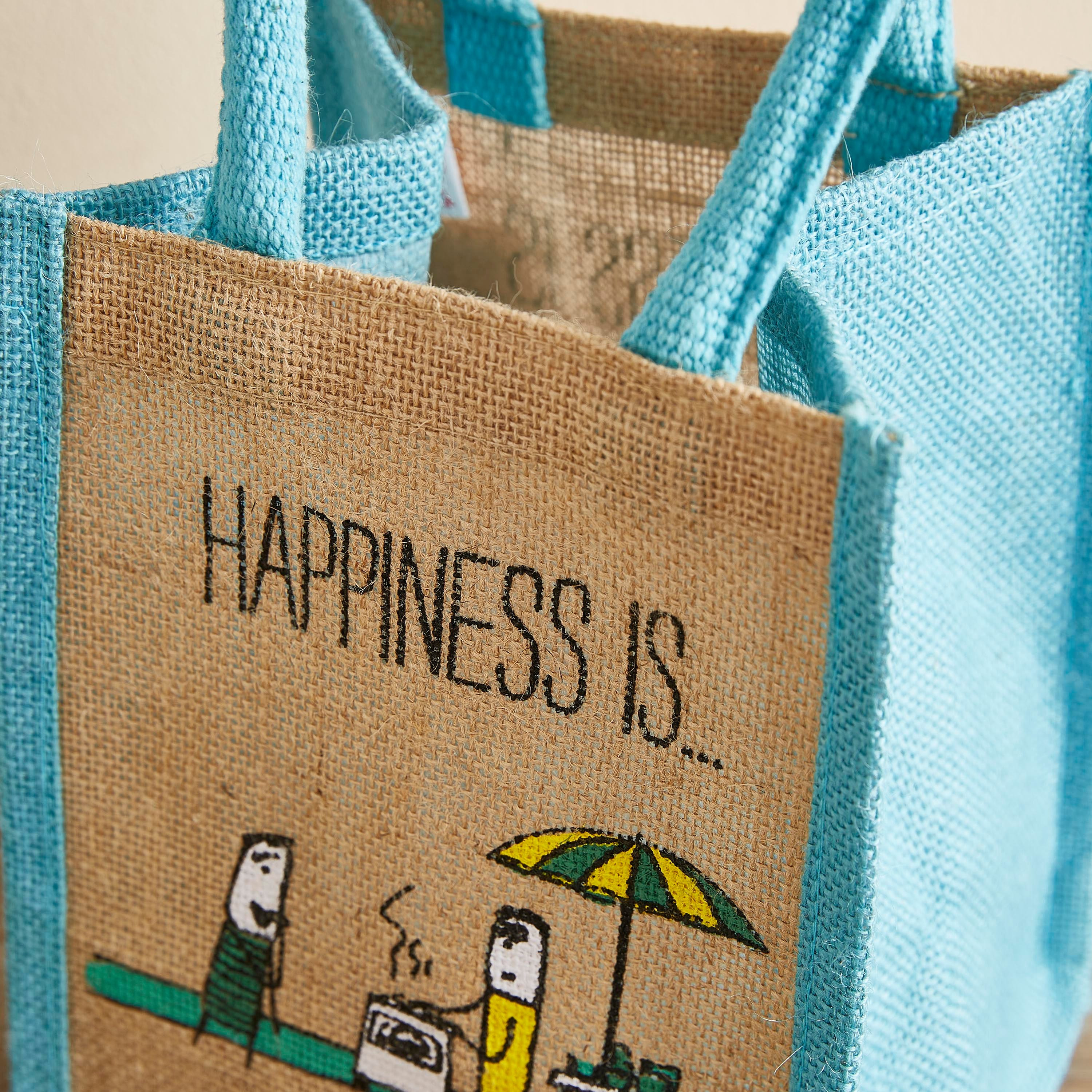 Happiness Multiutilty Jute Bag  Lunch - 17x 17x40 cm-hbxhomeware-hbxkitchen-image-3