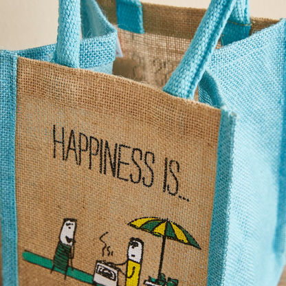 Happiness Multiutilty Jute Bag  Lunch - 17x 17x40 cm