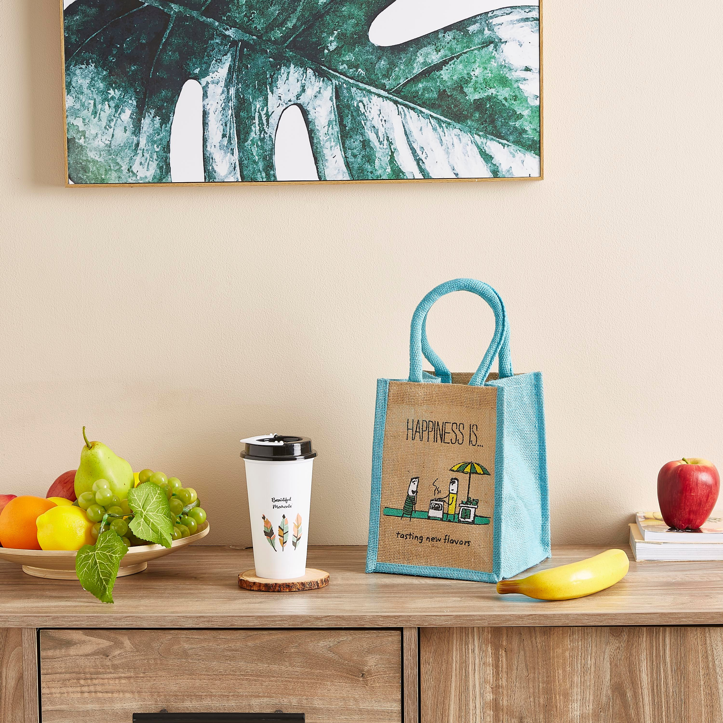 Happiness Multiutilty Jute Bag  Lunch - 17x 17x40 cm-hbxhomeware-hbxkitchen-image-4