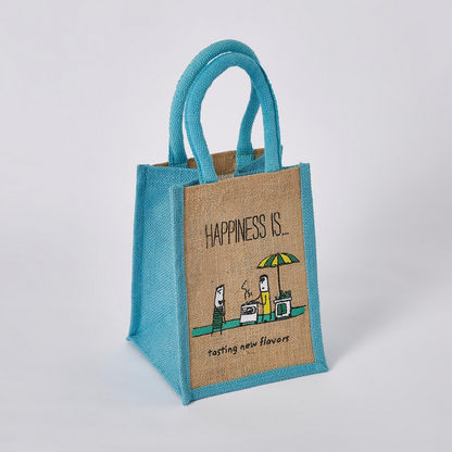 Happiness Multiutilty Jute Bag  Lunch - 17x 17x40 cm