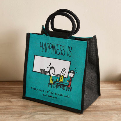 Happiness Multiutilty Jute Lunch Bag - 30x20x46 cm