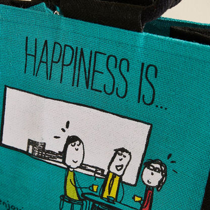 Happiness Multiutilty Jute Lunch Bag - 30x20x46 cm