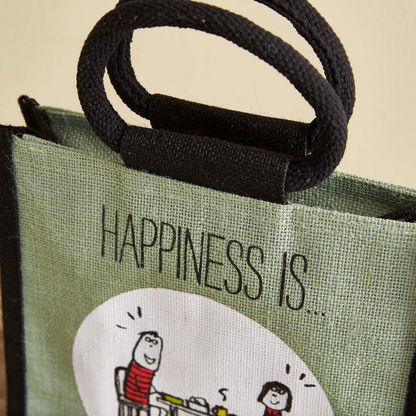 Happiness Multiutilty Jute Lunch Bag - 25x15x36 cm