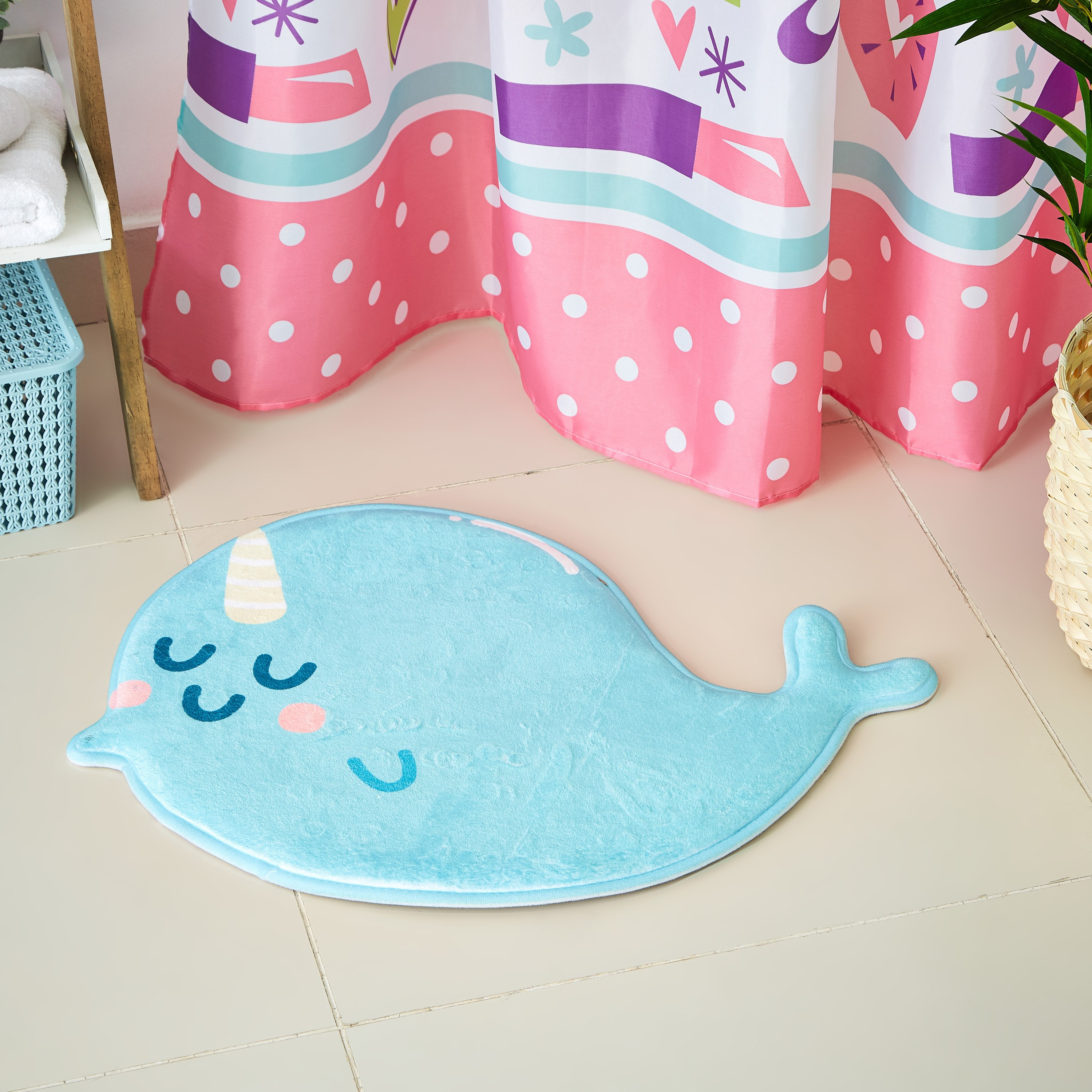 سجادة حمّام فانيل وإسفينج بطبعات حوت - 60x40 سم-hbxhomeware-kidsessentials-kidsbathmatsandtubmats-image-1