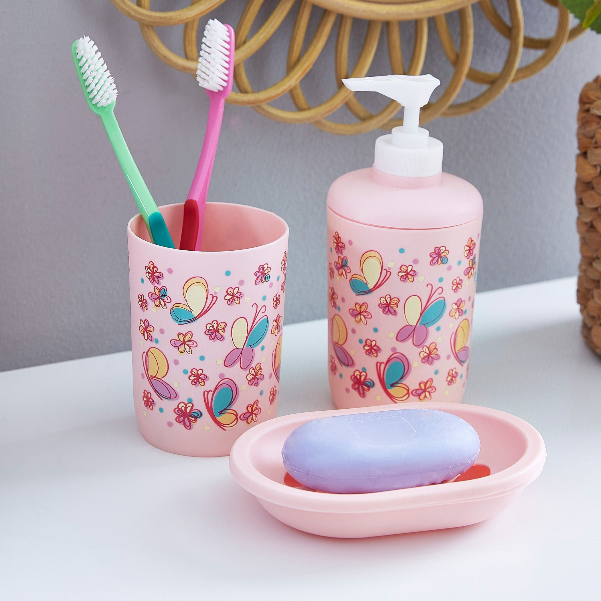 طقم حمام 3 قطع بطبعات فراشات-hbxhomeware-hbxkidsandyouth-image-1