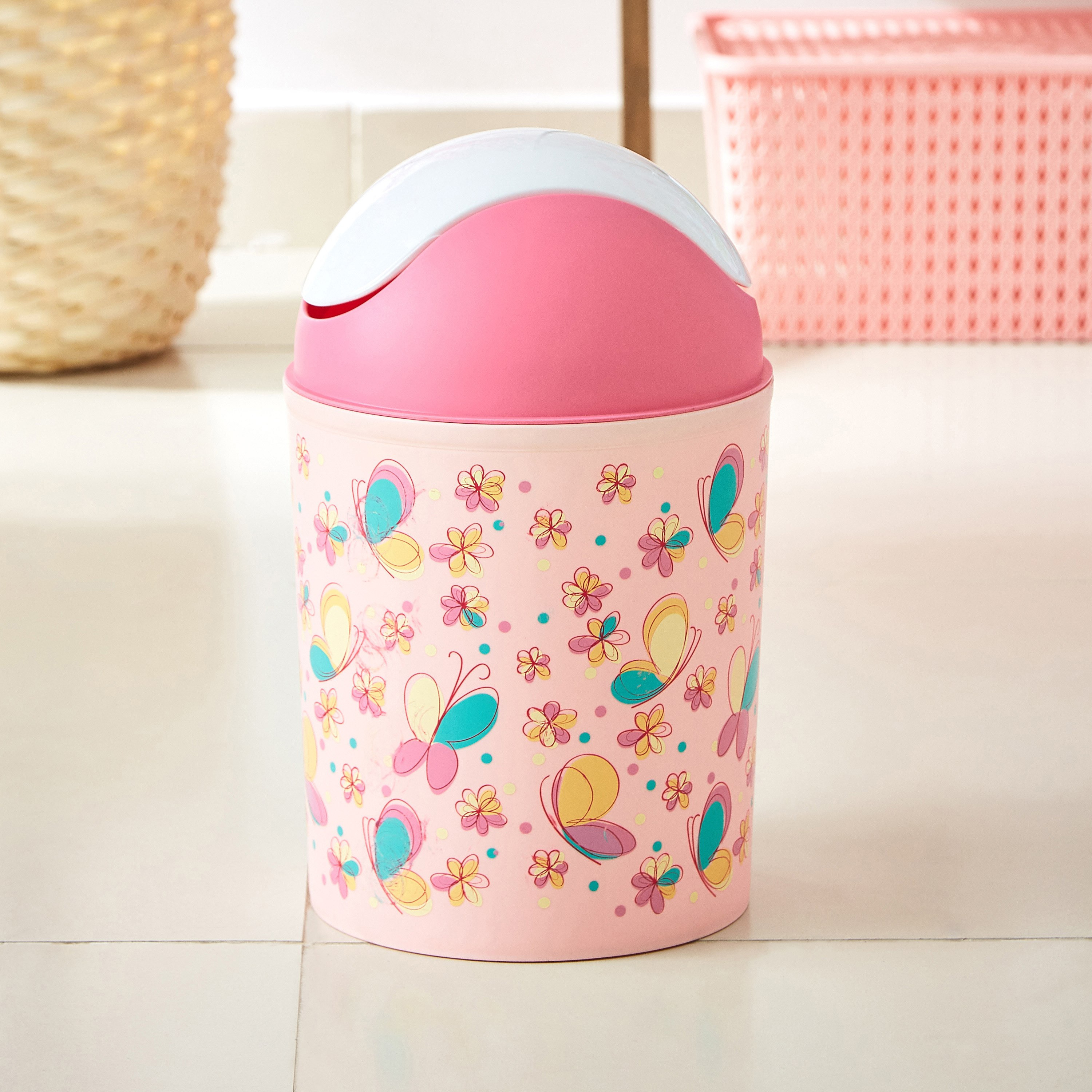 سلة نفايات متأرجحة بغطاء وطبعات فراشة-hbxhomeware-hbxkidsandyouth-image-1