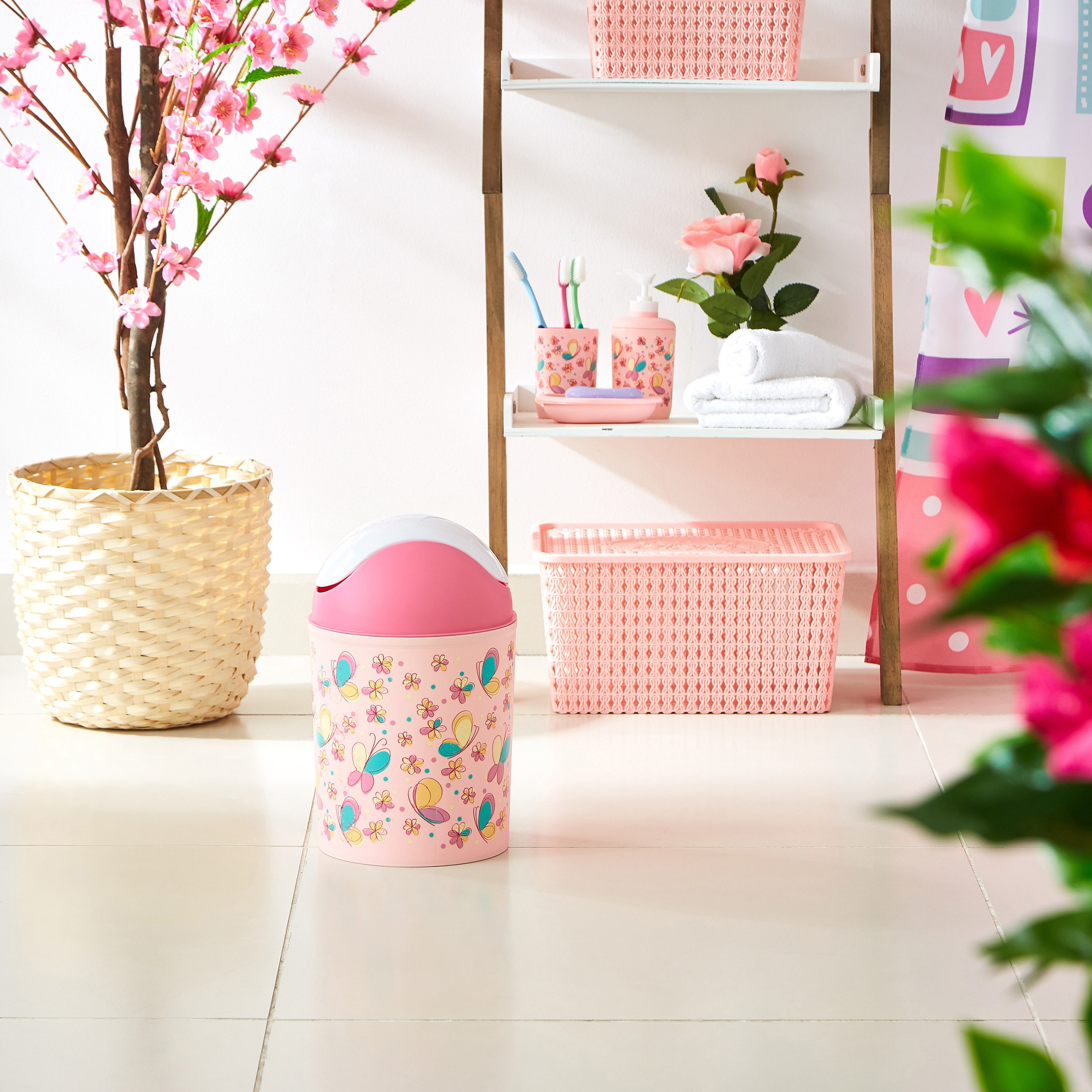 سلة نفايات متأرجحة بغطاء وطبعات فراشة-hbxhomeware-hbxkidsandyouth-image-4