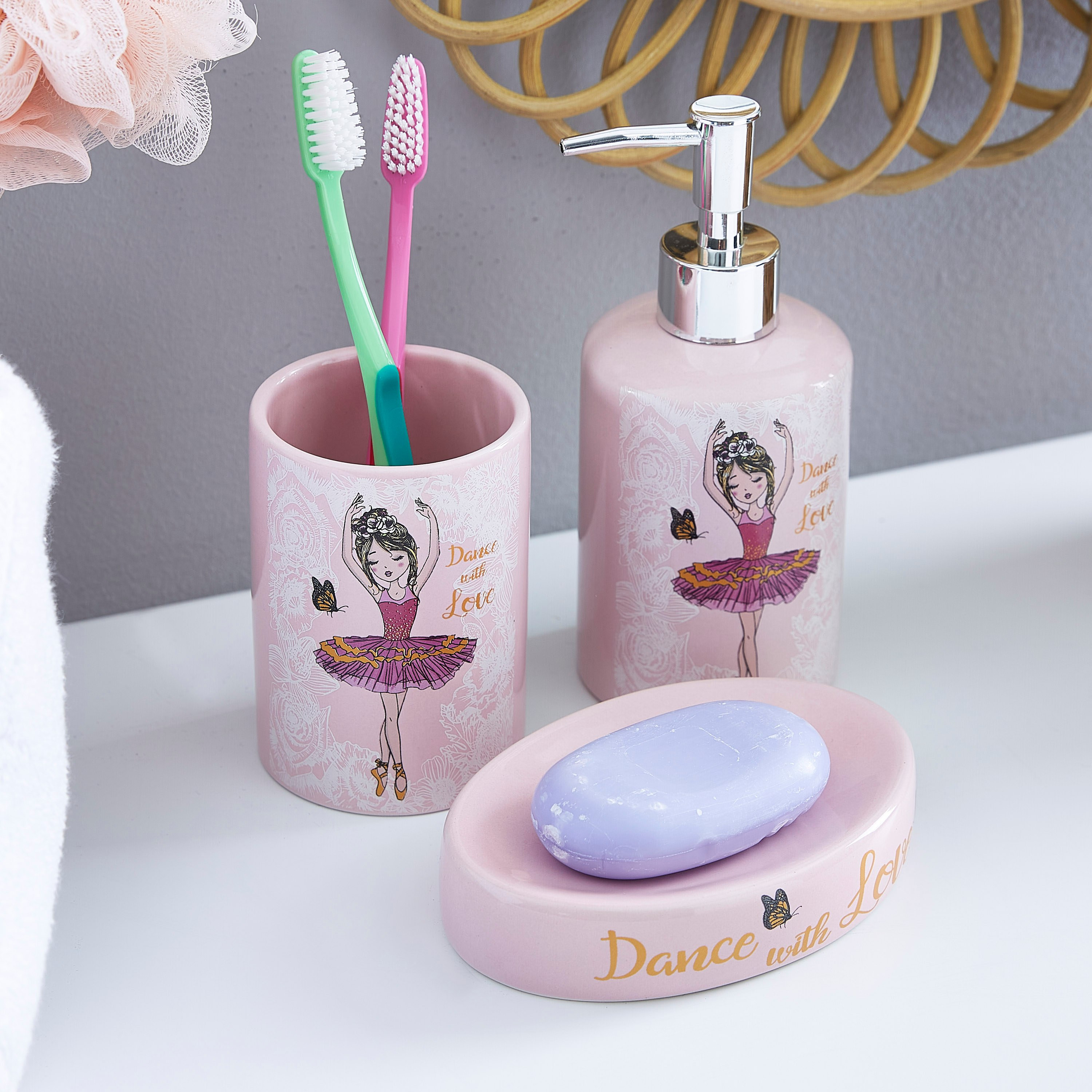 طقم أكسسوارات حمّام سيراميك 3 قطع بتصميم باليرينا-hbxhomeware-hbxkidsandyouth-image-1