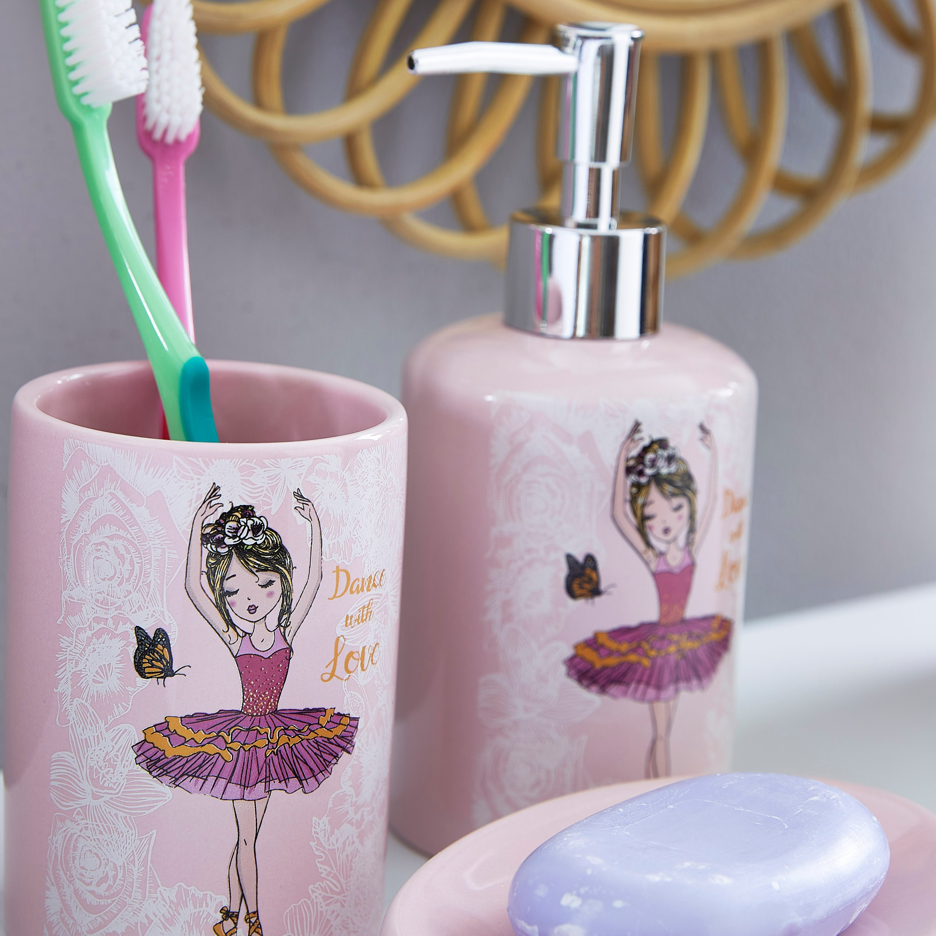 طقم أكسسوارات حمّام سيراميك 3 قطع بتصميم باليرينا-hbxhomeware-hbxkidsandyouth-image-2