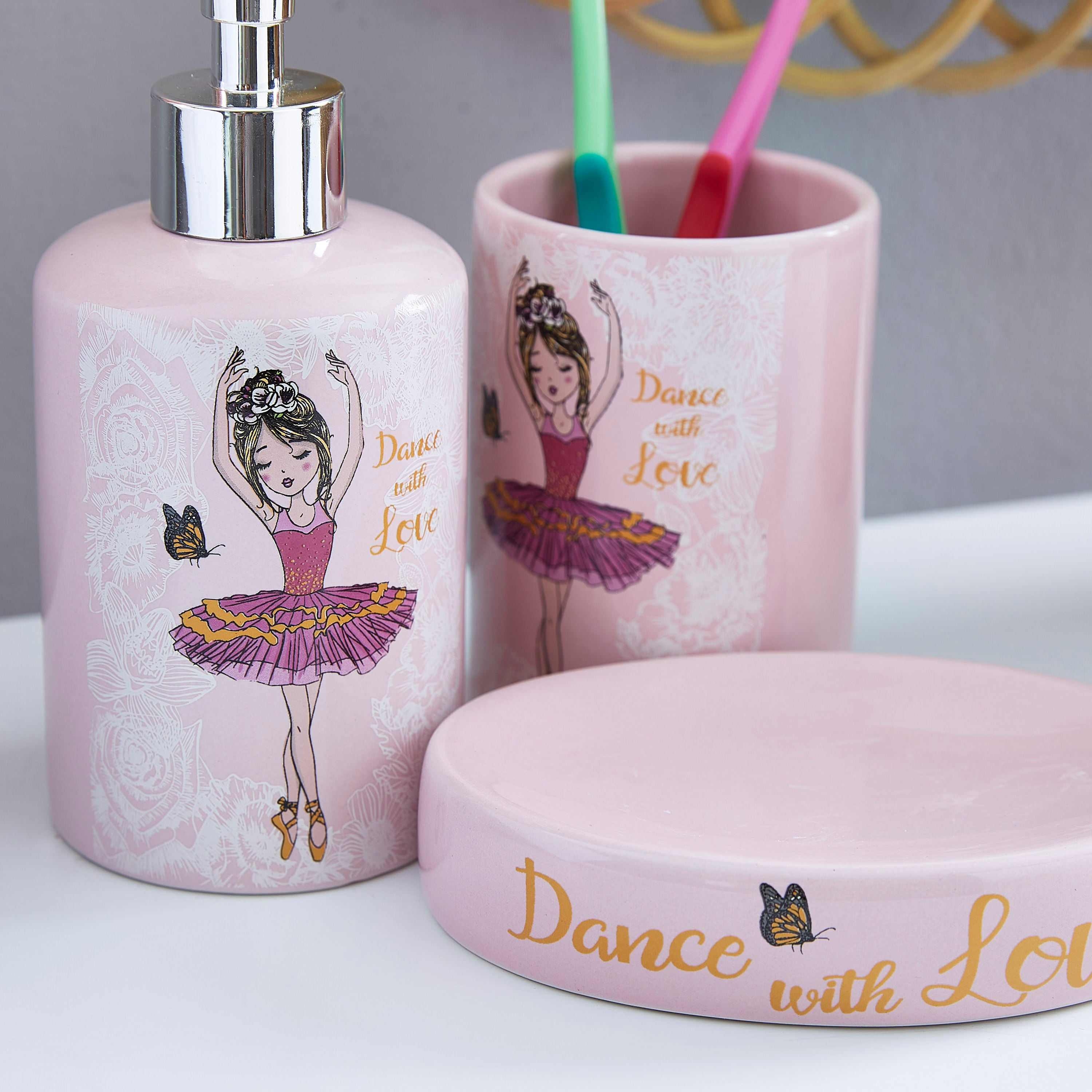 طقم أكسسوارات حمّام سيراميك 3 قطع بتصميم باليرينا-hbxhomeware-hbxkidsandyouth-image-4