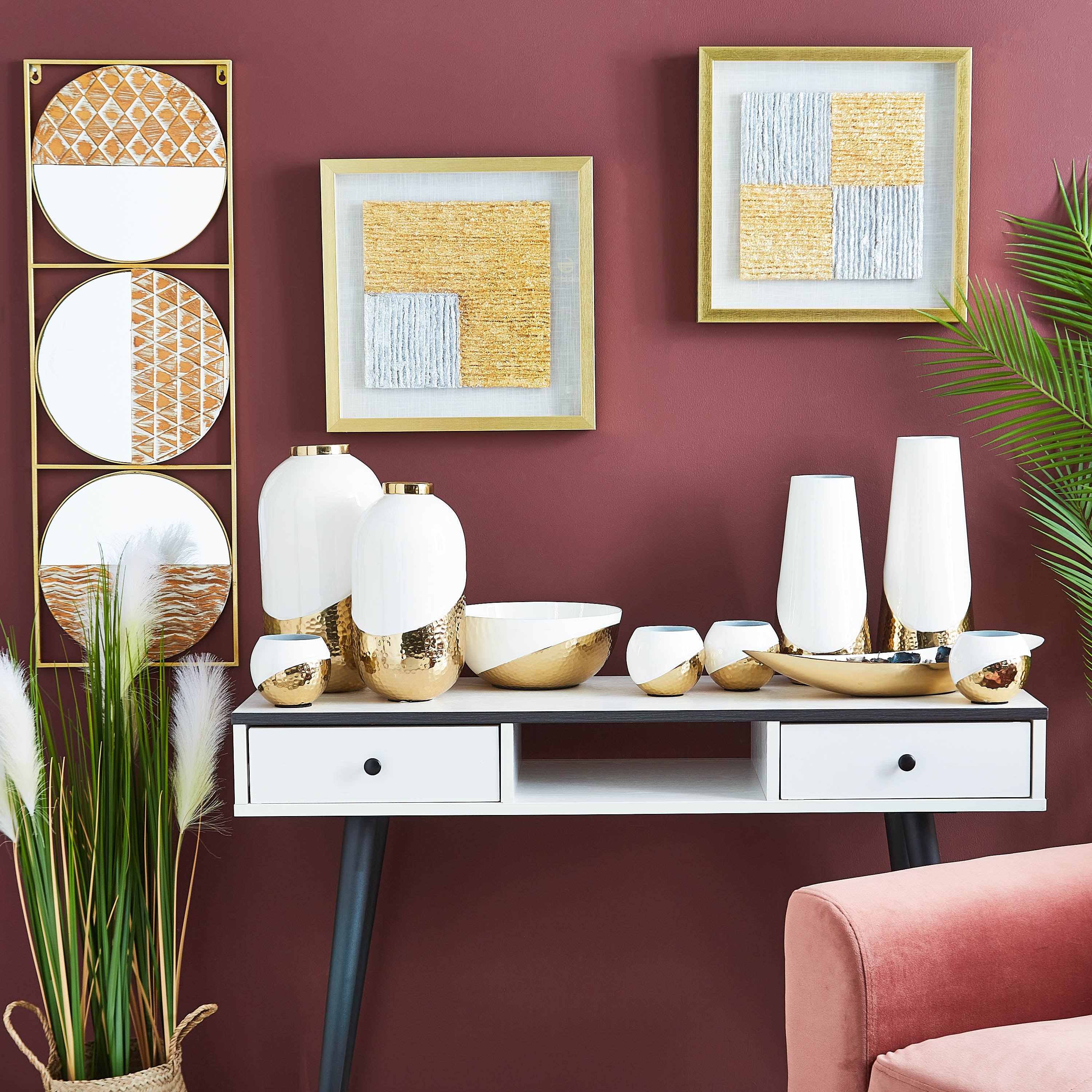 مزهرية بتصميم قارورة معدنية مطروقة مزدوجة اللون من أمايا-hbxbedroom-decorandaccessories-vases-image-3