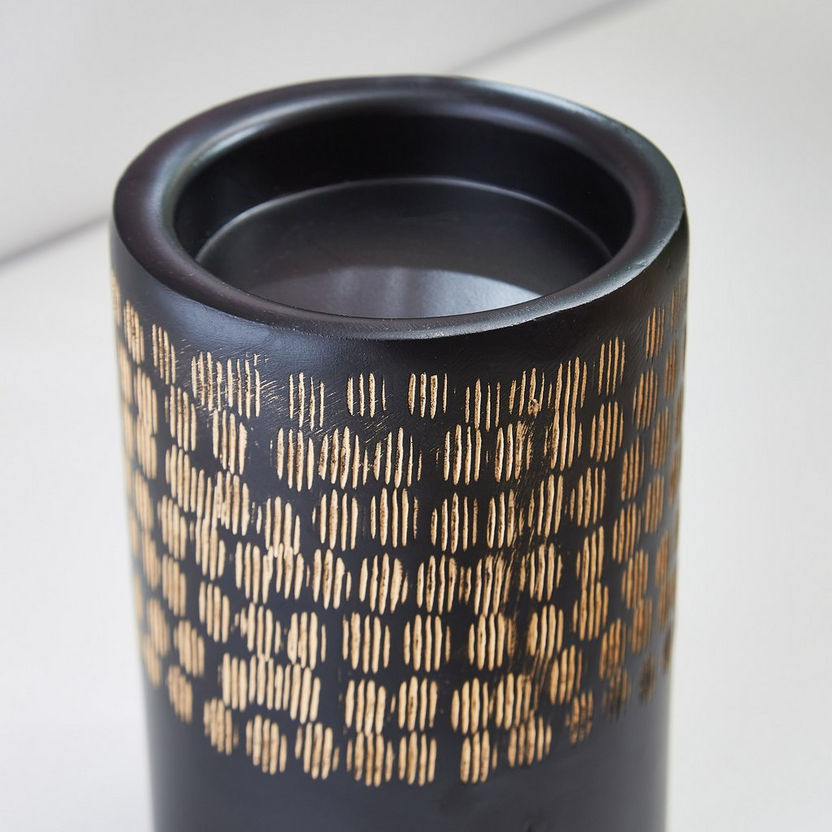 Amaya Metal Gold Hammered Folk Cylindrical Small Candleholder-Candle Holders-image-2