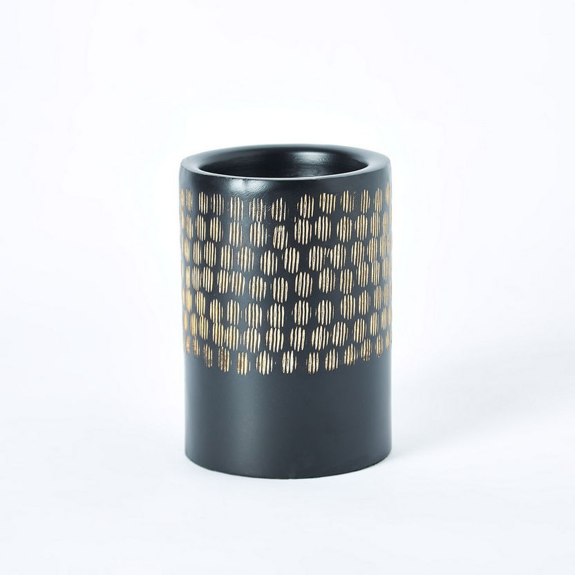 Amaya Metal Gold Hammered Folk Cylindrical Small Candleholder-Candle Holders-image-4
