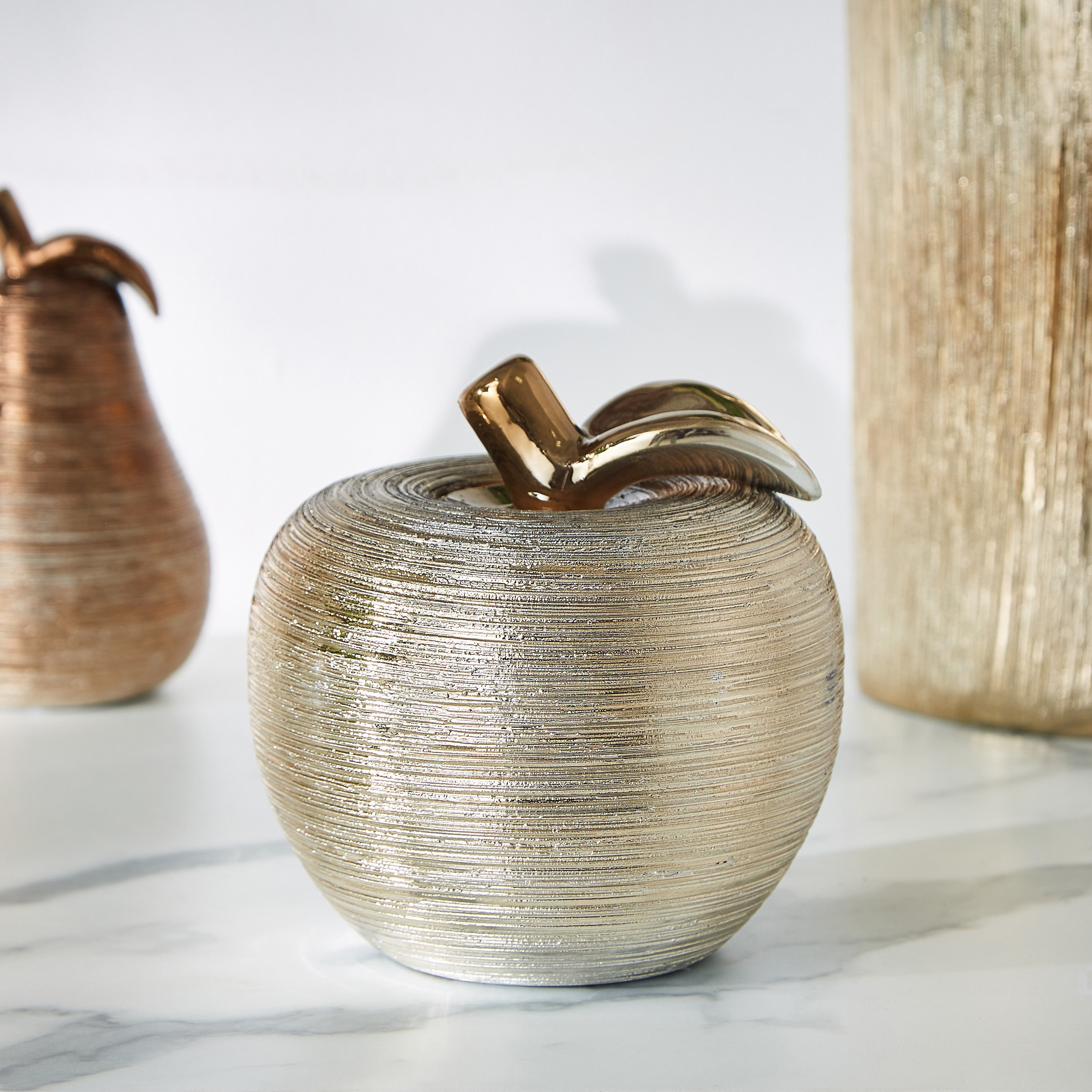 Duke Apple Shaped Metallic Etched Ceramic Decor Accent-hbxhomeware-homedecor-figurinesandornaments-image-1