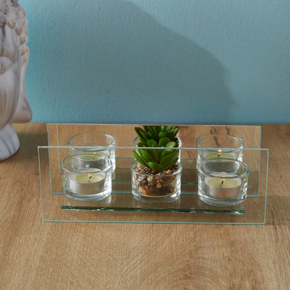 Sarah Glass Accents Set with Succulent and Candleholder