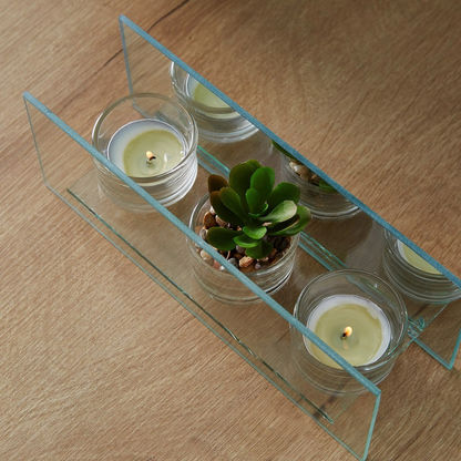 Sarah Glass Accents Set with Succulent and Candleholder