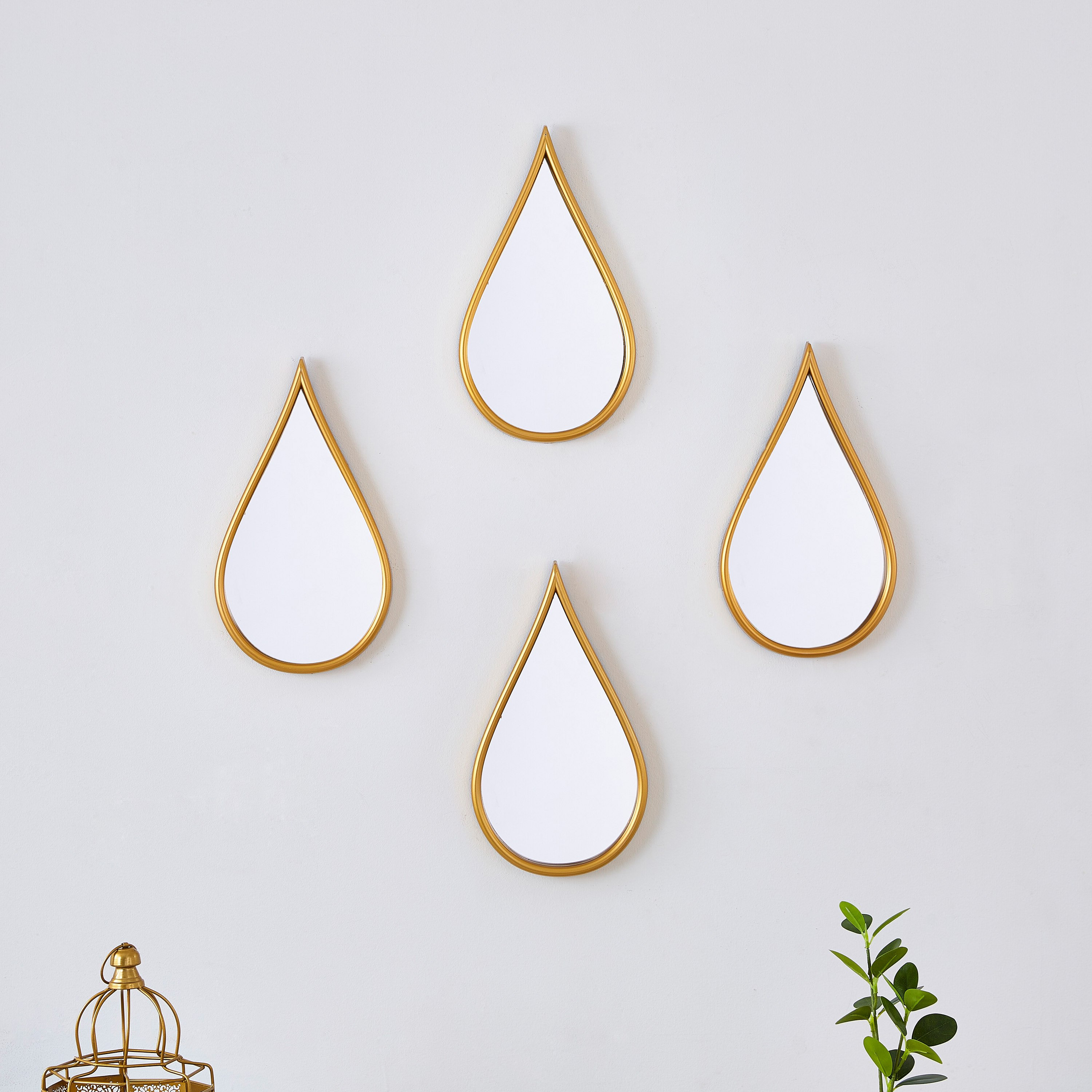 طقم مرايا حائط بتصميم قطرة مياه 4 قطع من ساره - 19x2x35 سم-PROMO_HB_AE_B1G1_250925-image-1
