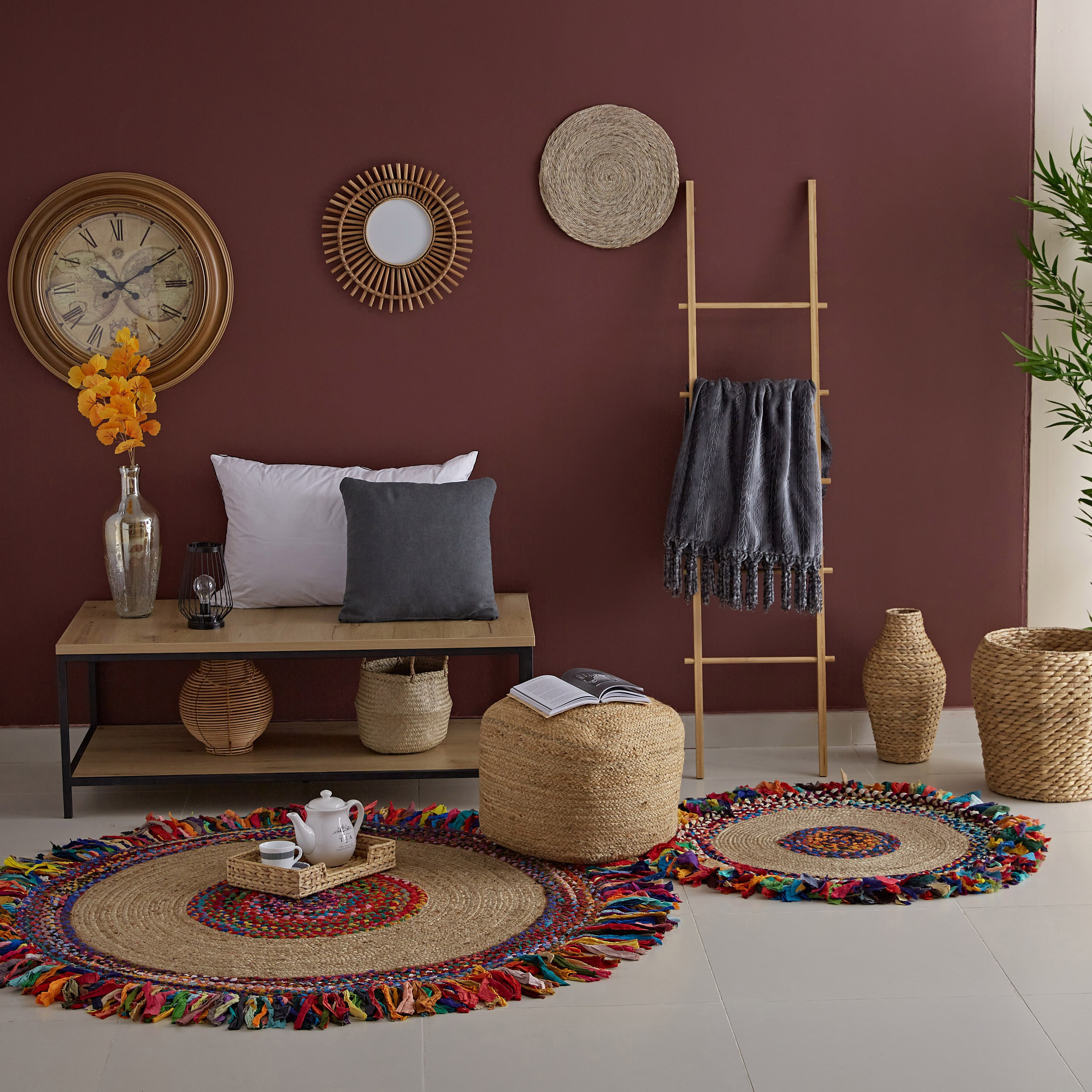 سجادة جوت شيندي مضفرة يدويًا من بوهو- 90 سم-hbxdecorandfurnishings-floorcoverings-rugs-image-4