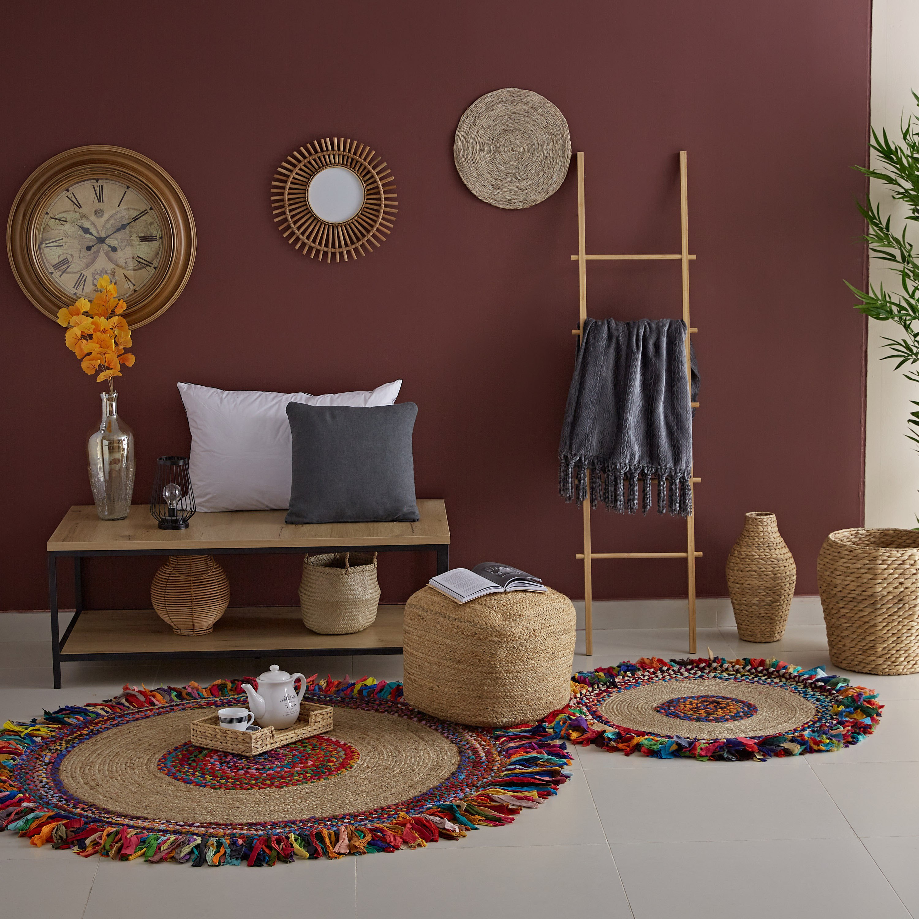 سجادة جوت شيندي مضفرة يدويًا من بوهو - 150 سم-hbxdecorandfurnishings-floorcoverings-rugs-image-4