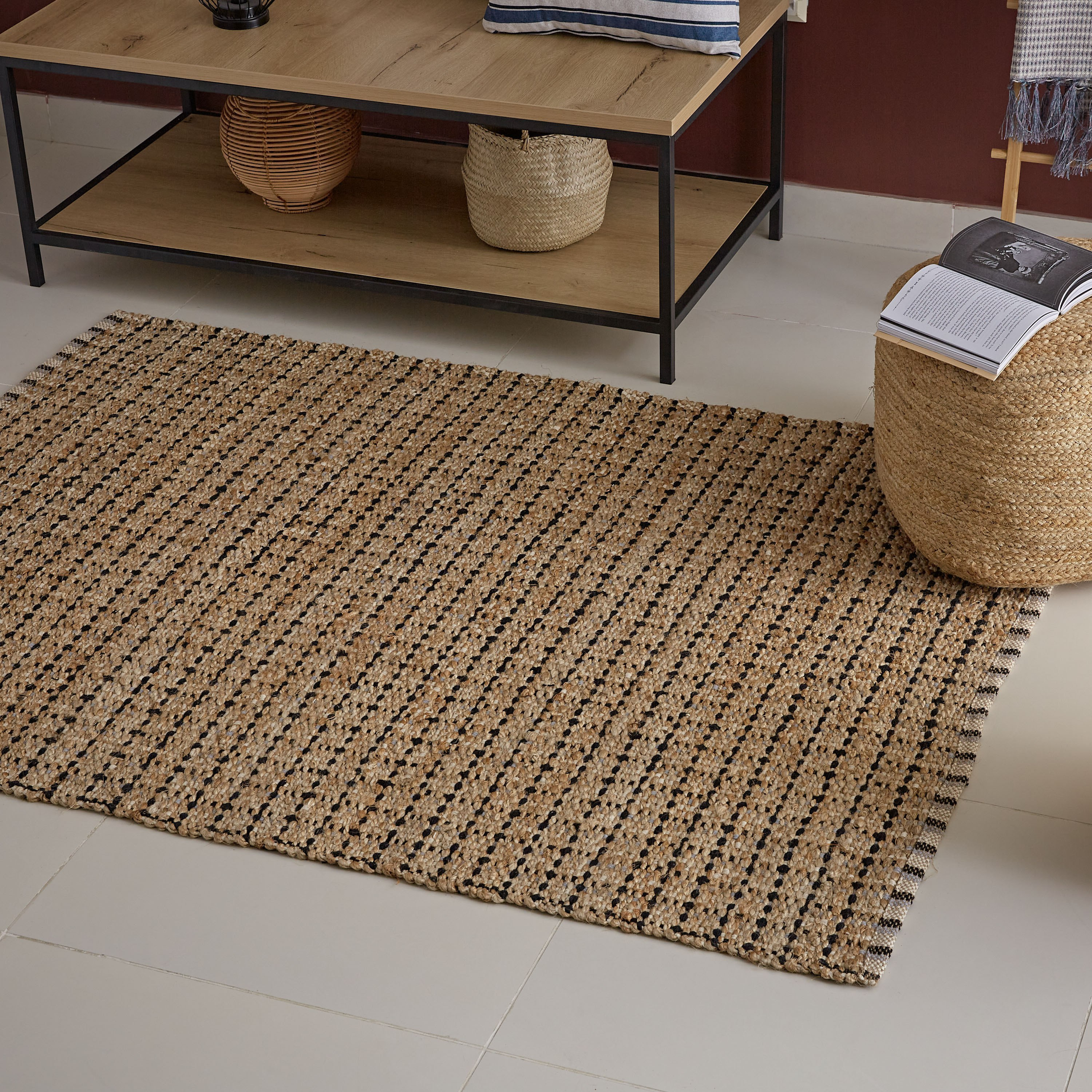 Natura Tabiey Hand Woven Jute Cotton Rug - 120x170 cm-hbxdecorandfurnishings-floorcoverings-rugs-image-1
