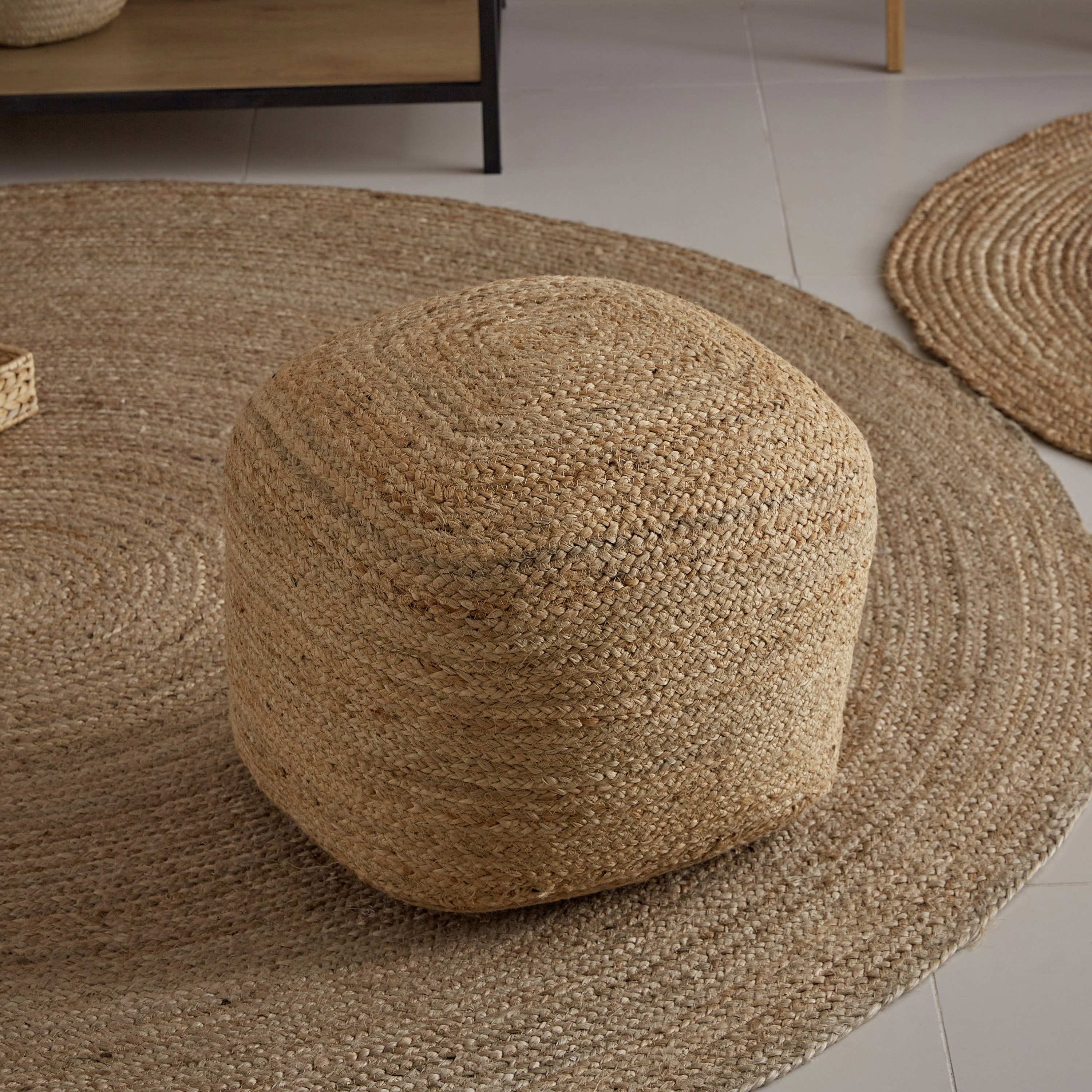 Natura Alvaro Handmade Large Jute Pouf - 45x45x35 cm-hbxlivingroom-sofasandarmchairs-ottomansandfootstools-image-2