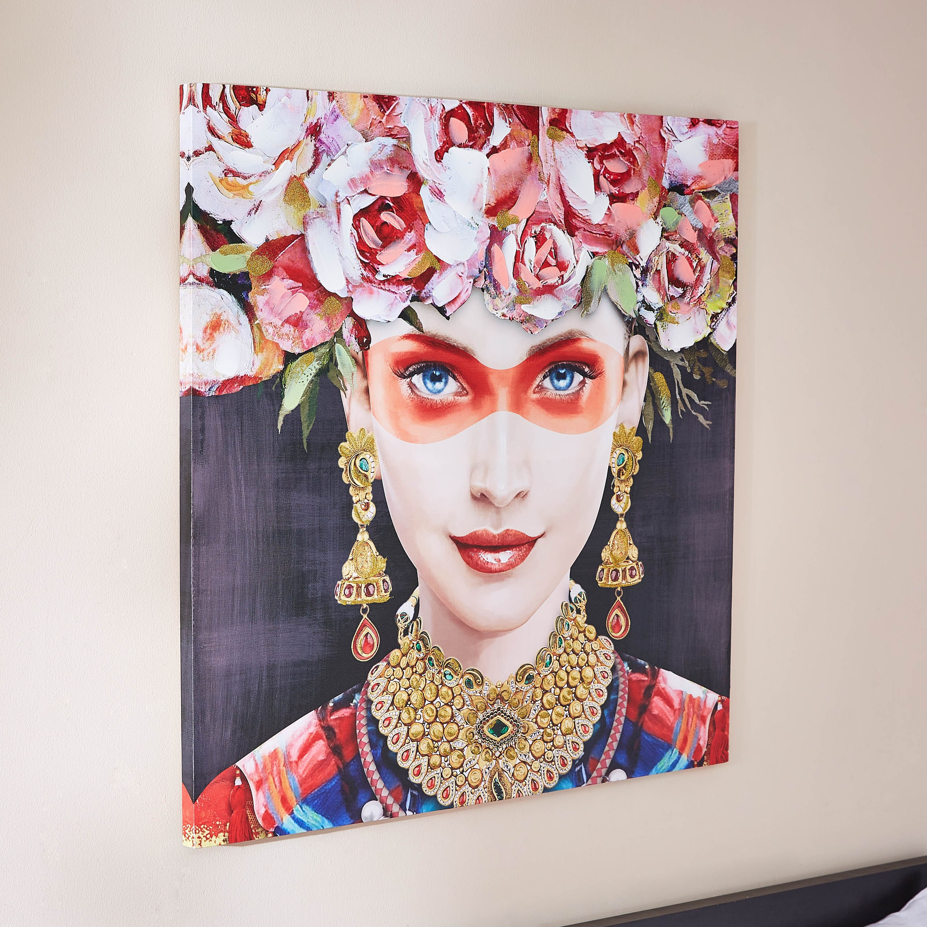 لوحة كانفاس بإطار مطلي وطبعات وجه مونيه لايدي-hbxdiningroom-walldecor-wallart-image-1