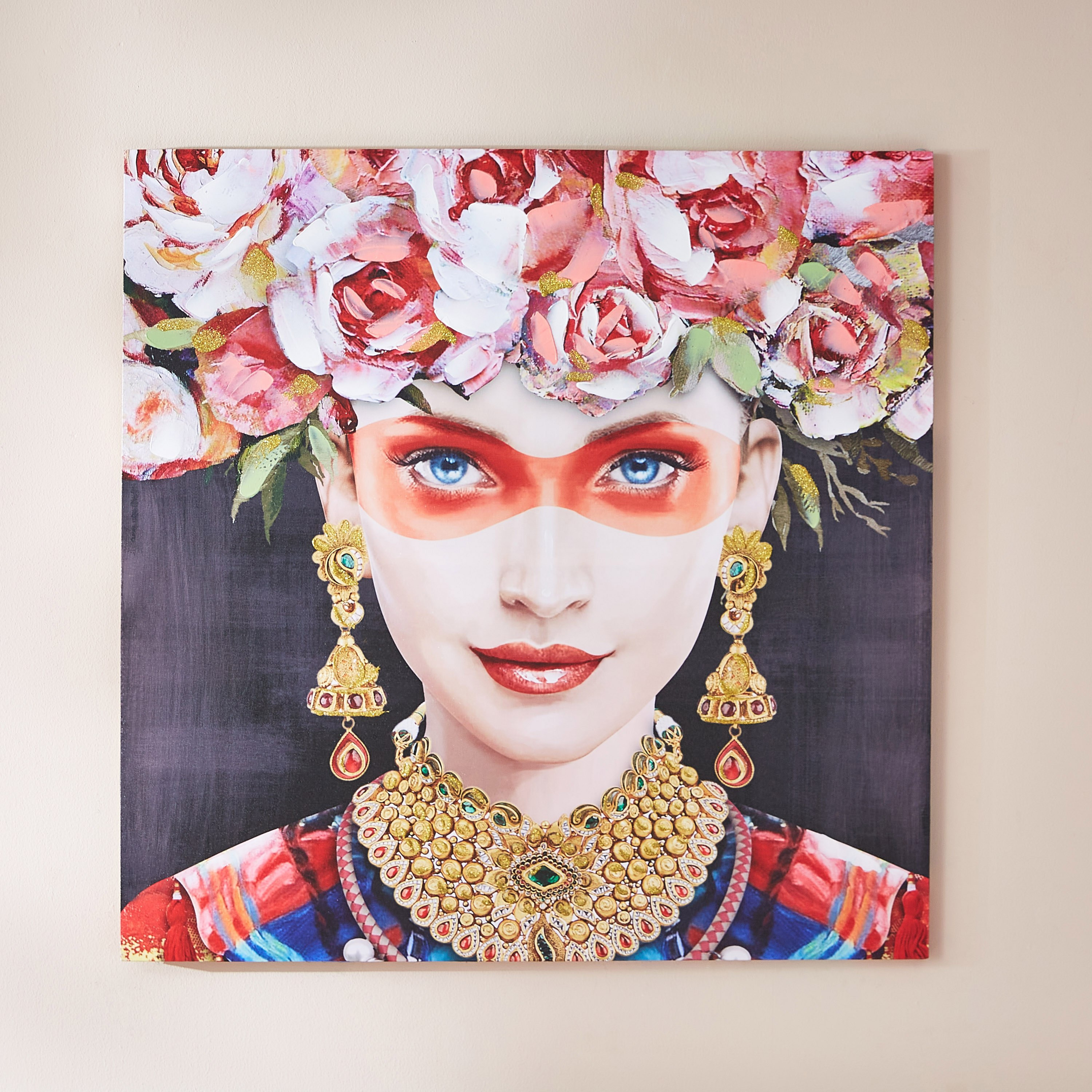 لوحة كانفاس بإطار مطلي وطبعات وجه مونيه لايدي-hbxdiningroom-walldecor-wallart-image-2