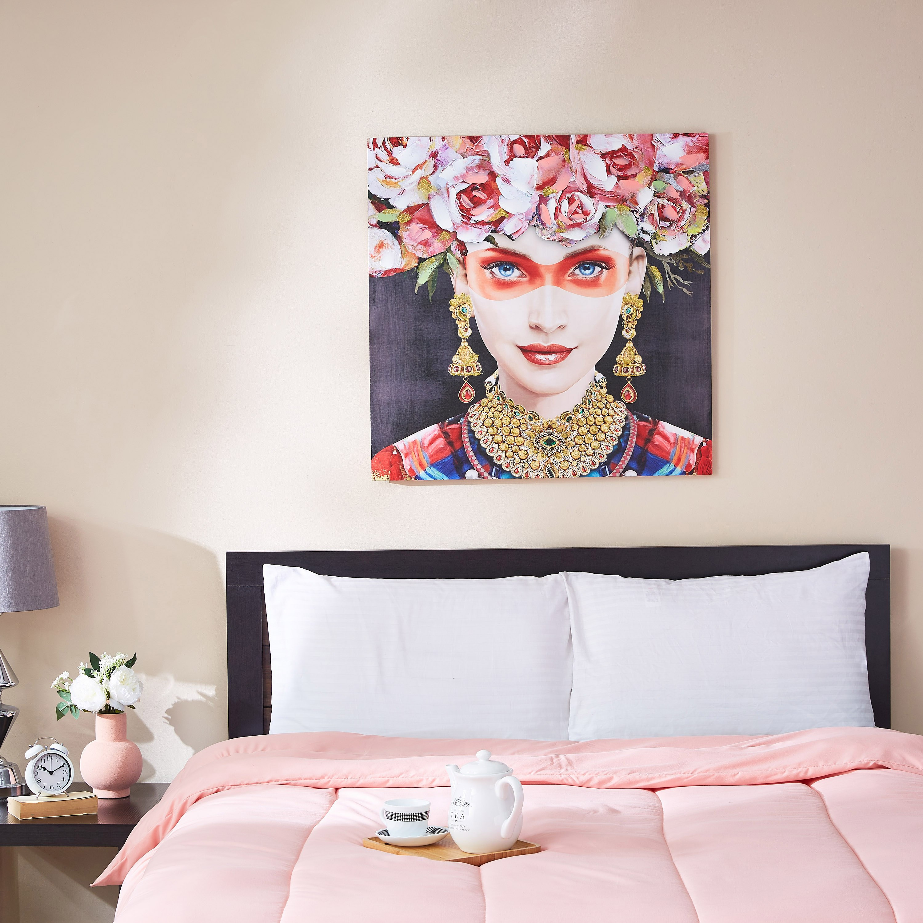 لوحة كانفاس بإطار مطلي وطبعات وجه مونيه لايدي-hbxdiningroom-walldecor-wallart-image-4