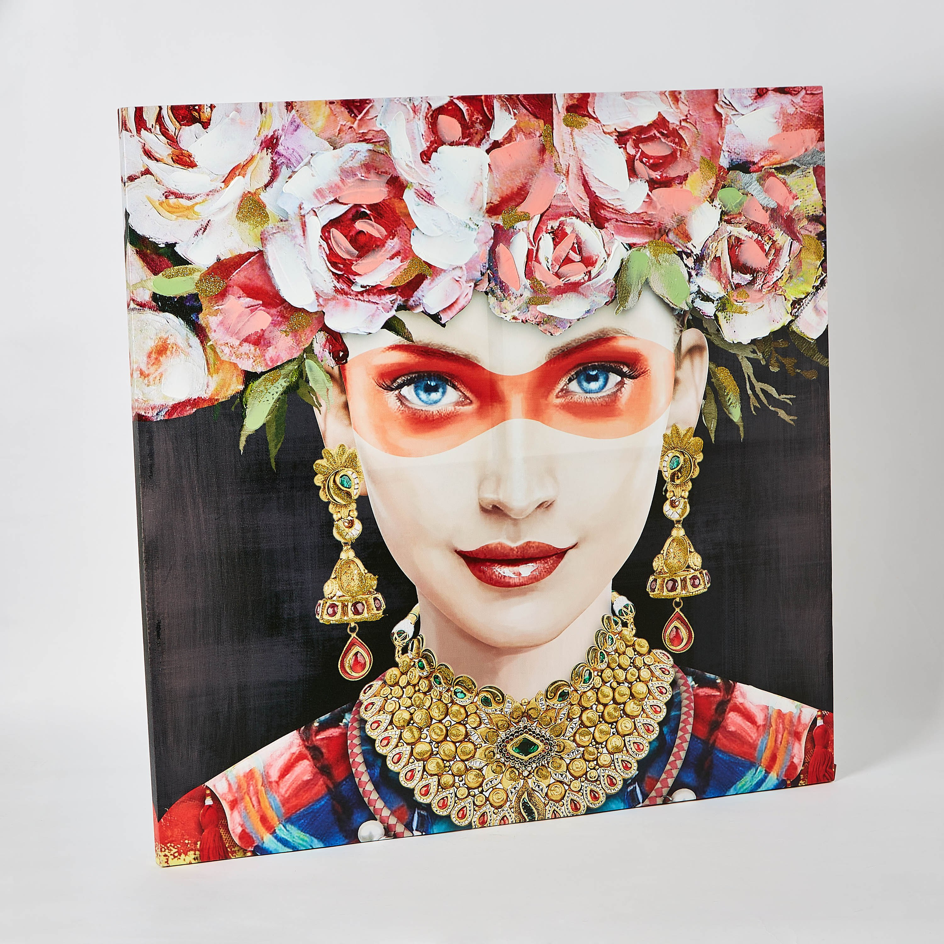 لوحة كانفاس بإطار مطلي وطبعات وجه مونيه لايدي-hbxdiningroom-walldecor-wallart-image-5