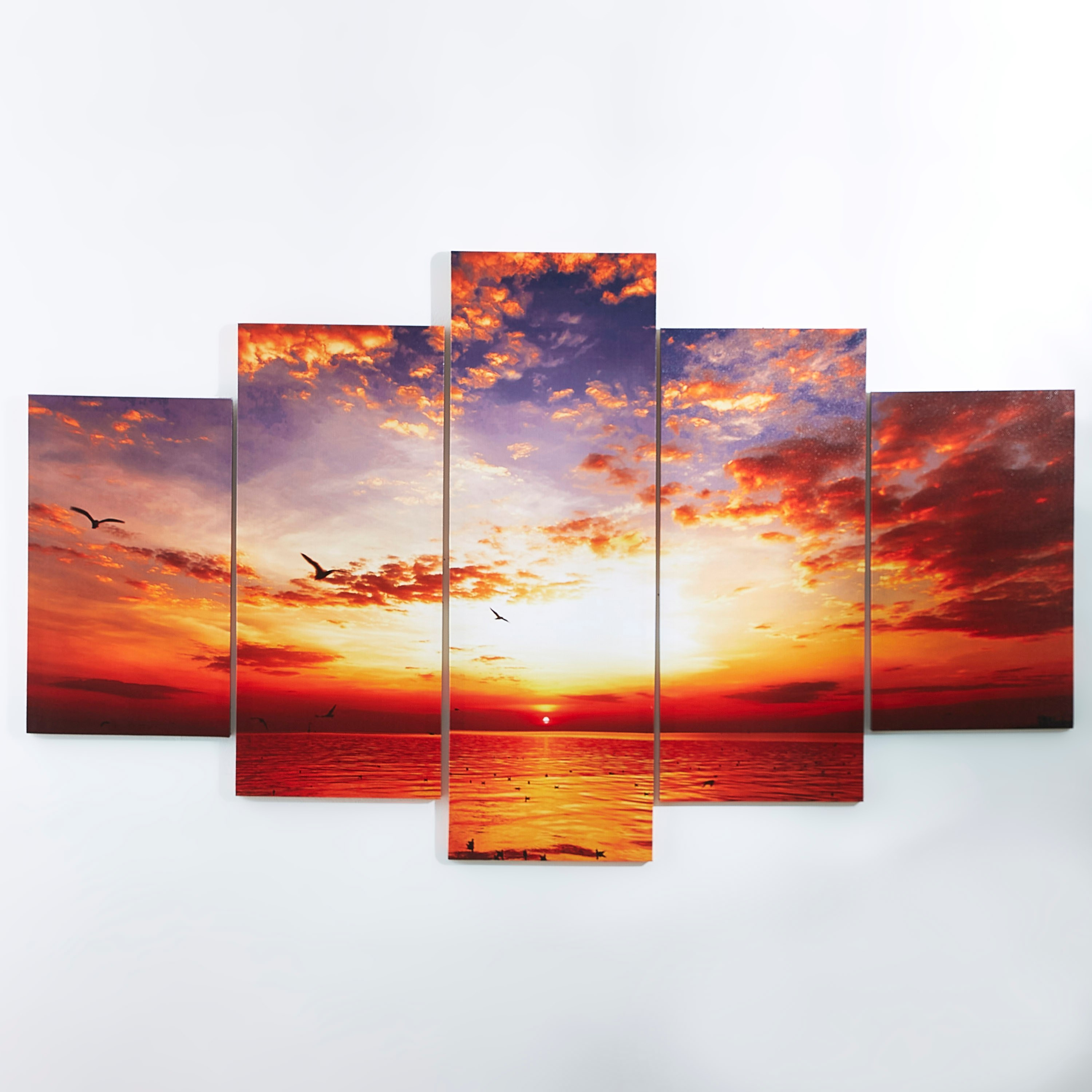 لوحة كانفاس مؤطرة بطبعات الغروب والطيور  5 قطع من مونيه-hbxdiningroom-walldecor-wallart-image-4