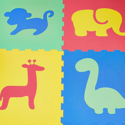 Joy 4-Piece Animal Puzzle Floor Mat Set - 60x60 cms