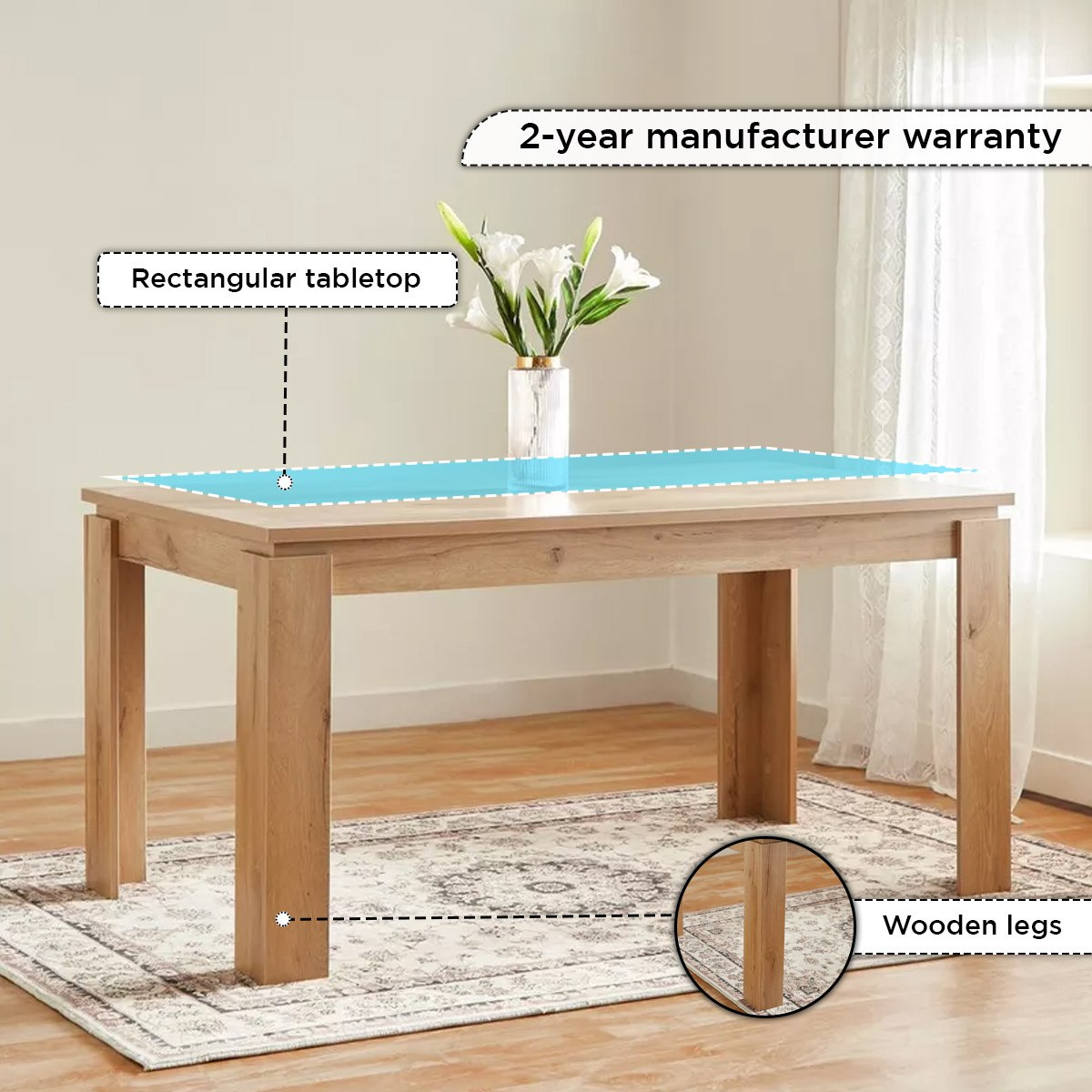 طاولة سفرة لـ4 مقاعد من بالي-hbxfurniture-diningtablesandsets-diningtables-fourseater-image-5