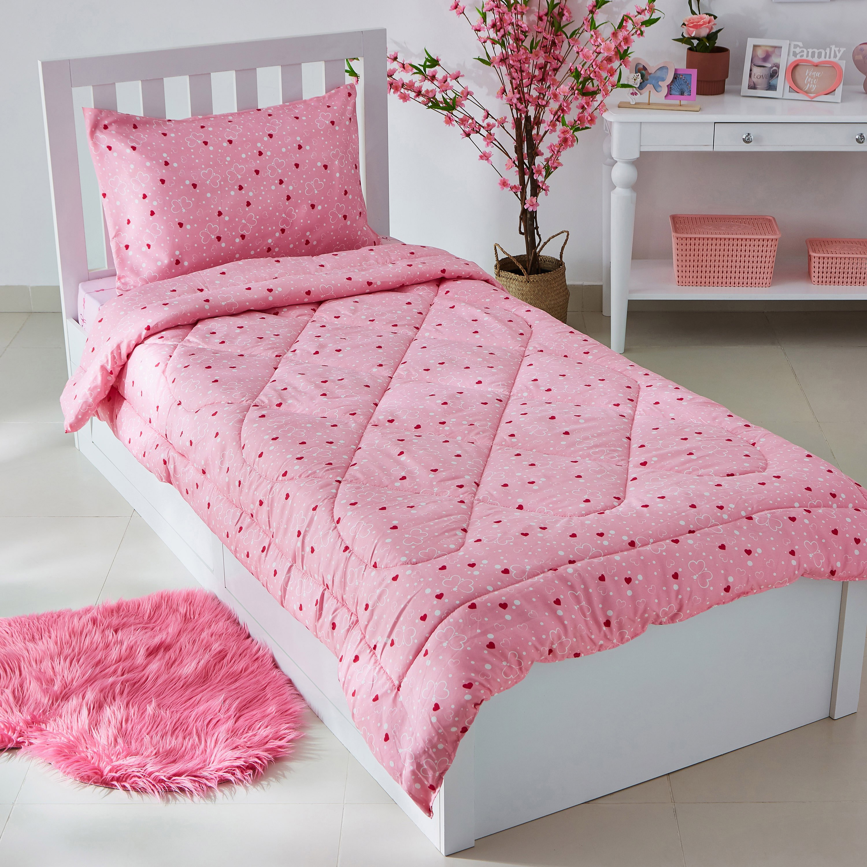 طقم لحاف فردي من قطعتين بطبعات فراشة - 135x220 سم-hbxhomeware-hbxkidsandyouth-image-1