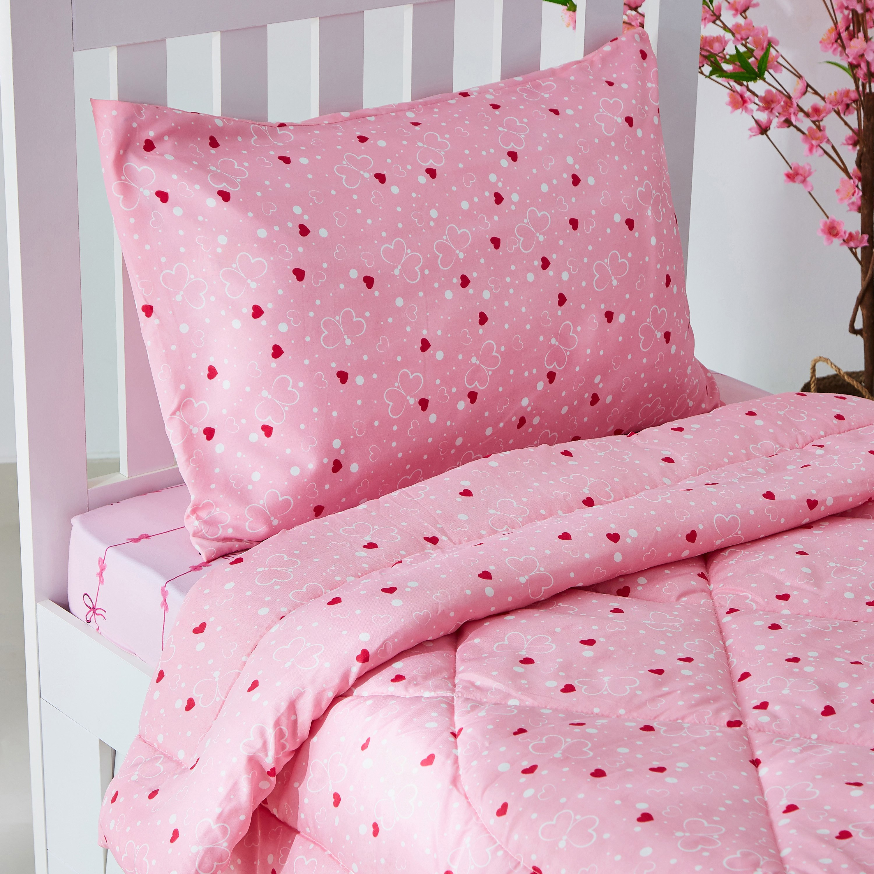 طقم لحاف فردي من قطعتين بطبعات فراشة - 135x220 سم-hbxhomeware-hbxkidsandyouth-image-2