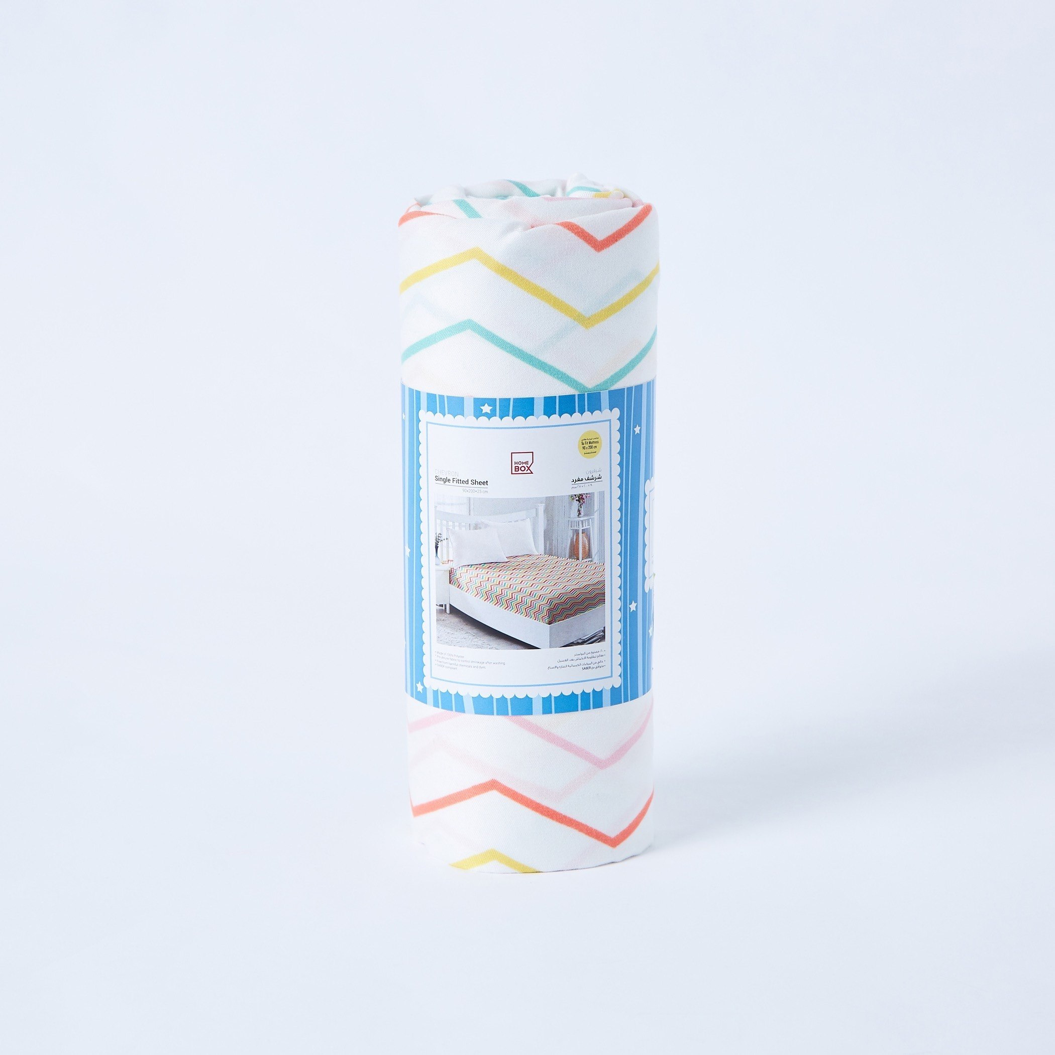 شرشف مطّاطي فردي بطبعات من شيفرون - 90x200 سم-hbxhomeware-bedding-fittedsheets-image-6