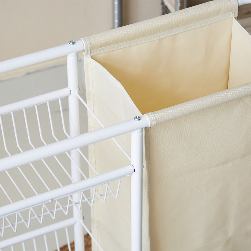 Ebase 3-Tier Metal Rack with Laundry Bag - 69x22x75 cm-Laundry Hampers-image-2